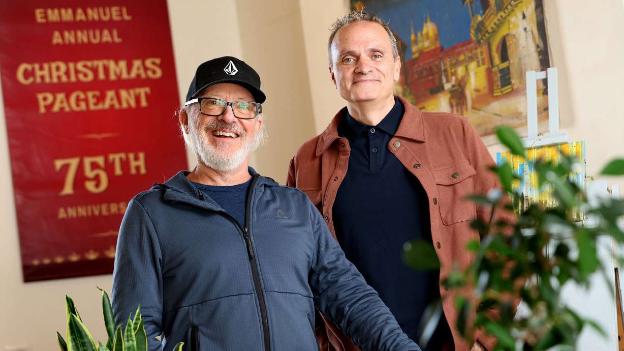 Darin McDaniel, left, and Chet Thomas, producers of "The Best Christmas Pageant Ever," are photographed at Thomas’ home in Kamas on Oct. 31.