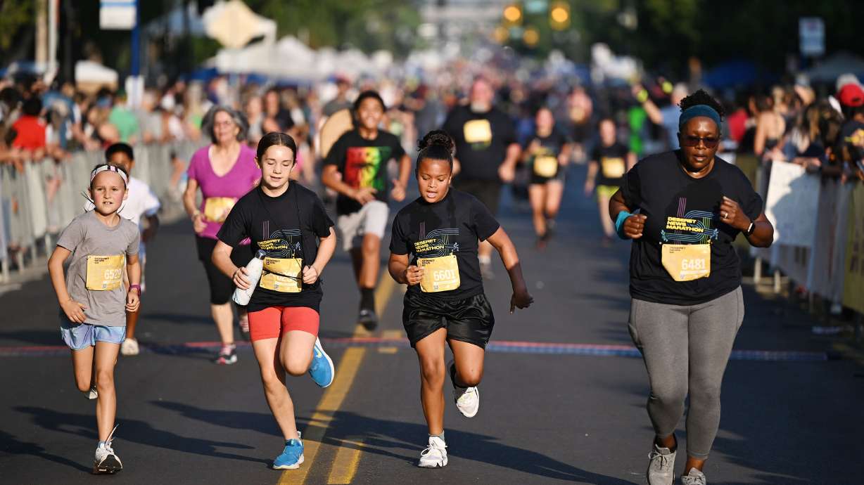 Lillie Hair, Cecelia Sorensen, Arrow Walker and Joy Richards run in the Deseret News 5K on July 24. Study used Fitbit data to show activity decreases risk for atrial fibrillation.