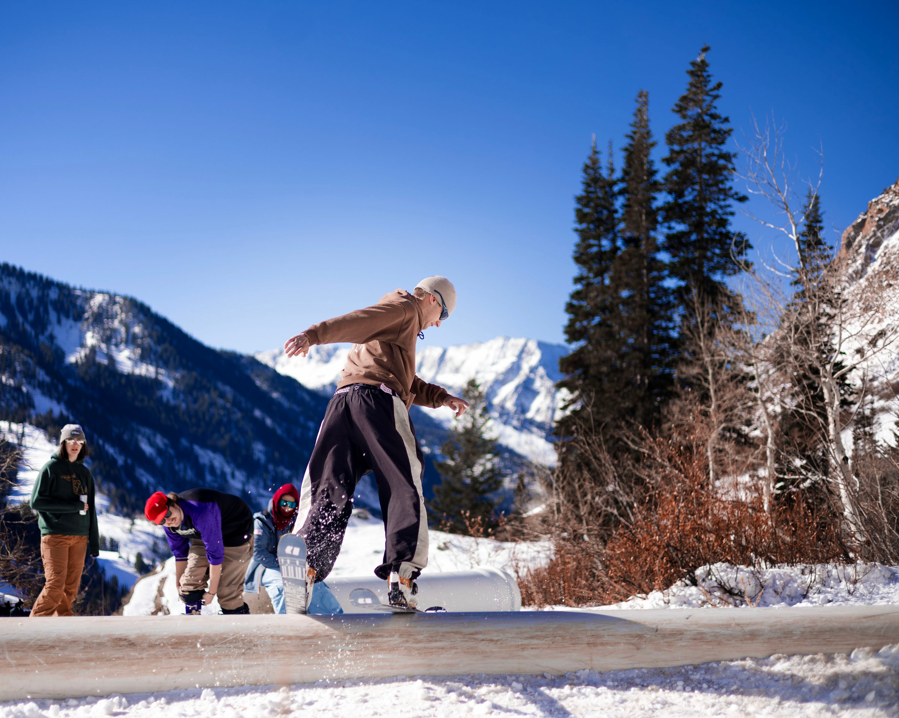 Westminster University’s freeski team practices in Little Cottonwood Canyon in Salt Lake City on Friday.