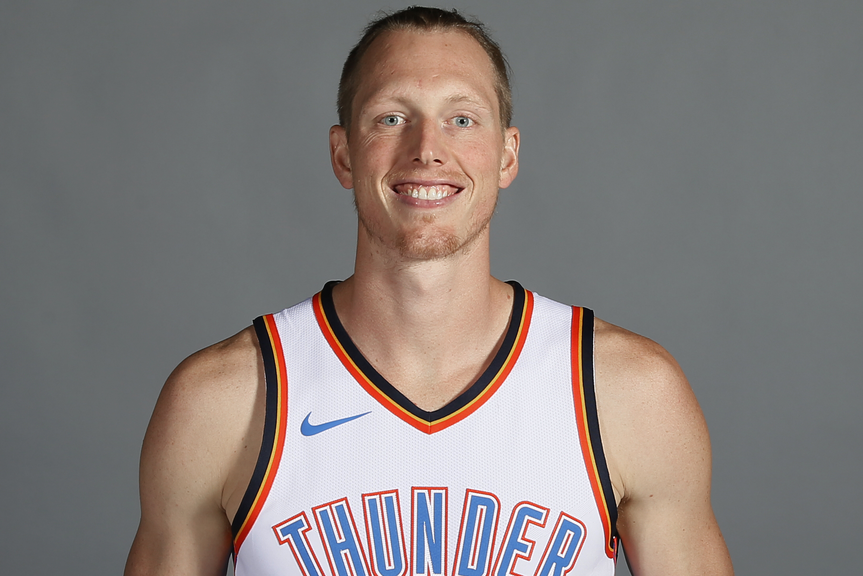 FILE - Oklahoma City Thunder forward Kyle Singler is pictured during an NBA basketball media day in Oklahoma City, Monday, Sept. 25, 2017.
