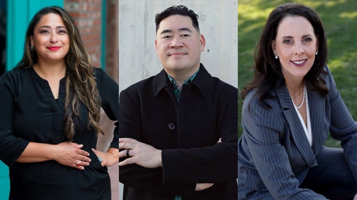 The leaders in the three tightest Utah House contests this election cycle, from left, Democrat Rosalba Dominguez, Democrat Jake Fitisemanu and Republican Jill Koford.