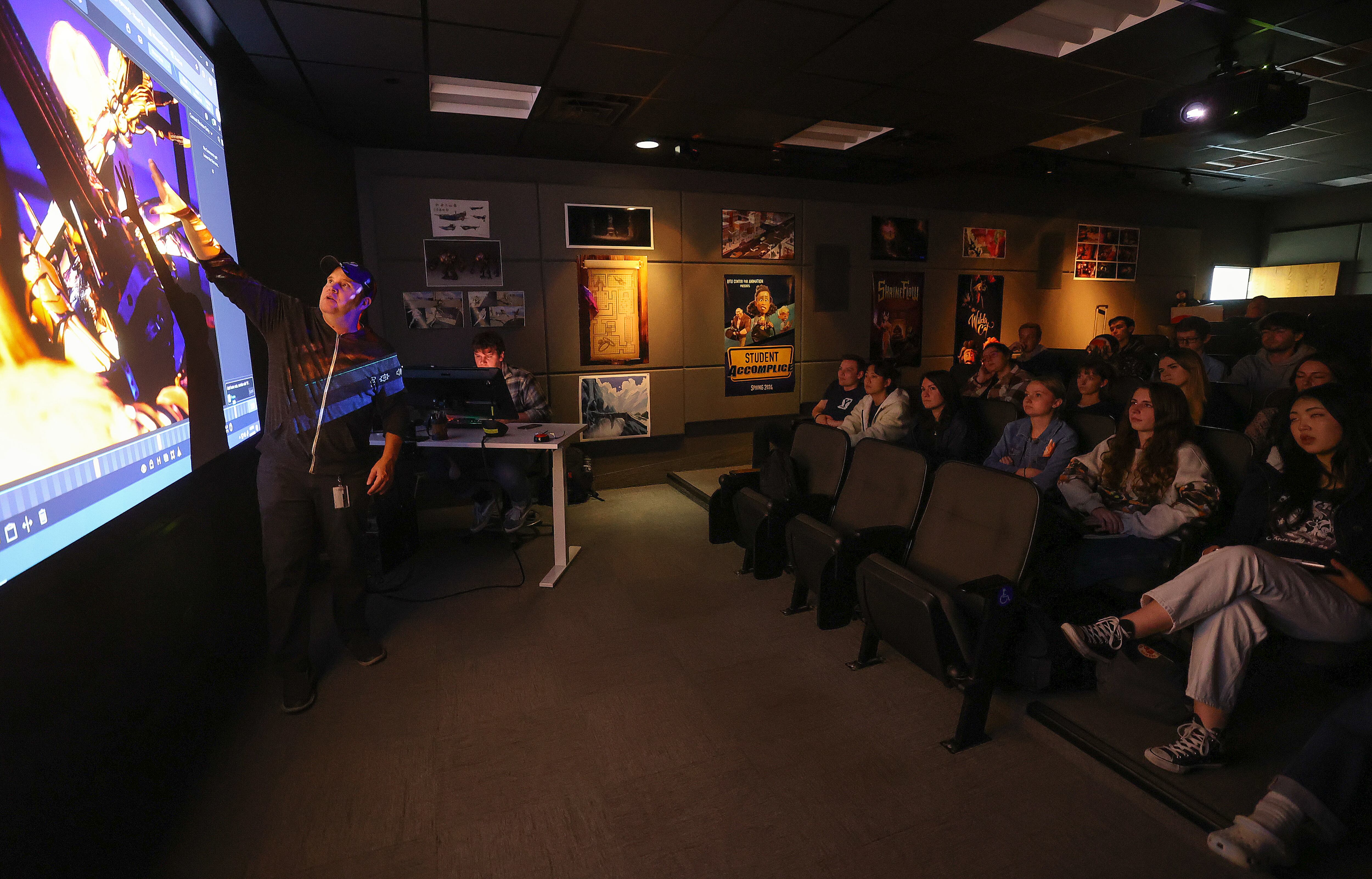 Craig Van Dyke teaches a visual narrative class at BYU in Provo on Monday.