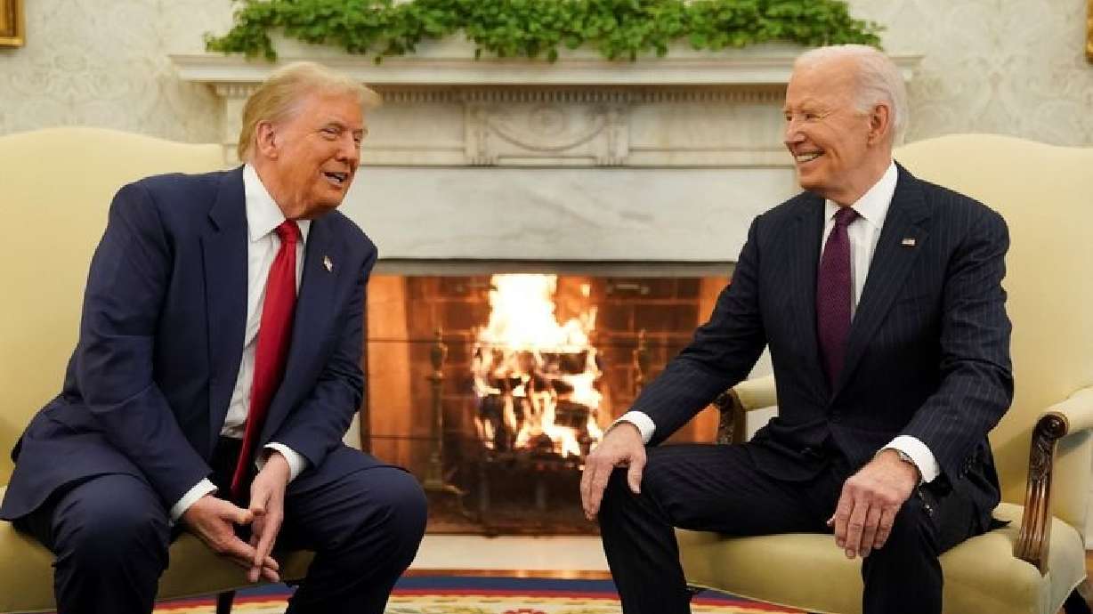 President Joe Biden meets with President-elect Donald Trump in the Oval Office at the White House in Washington, Wednesday.