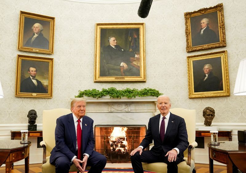 President Joe Biden meets with President-elect Donald Trump in the Oval Office at the White House in Washington, Wednesday.