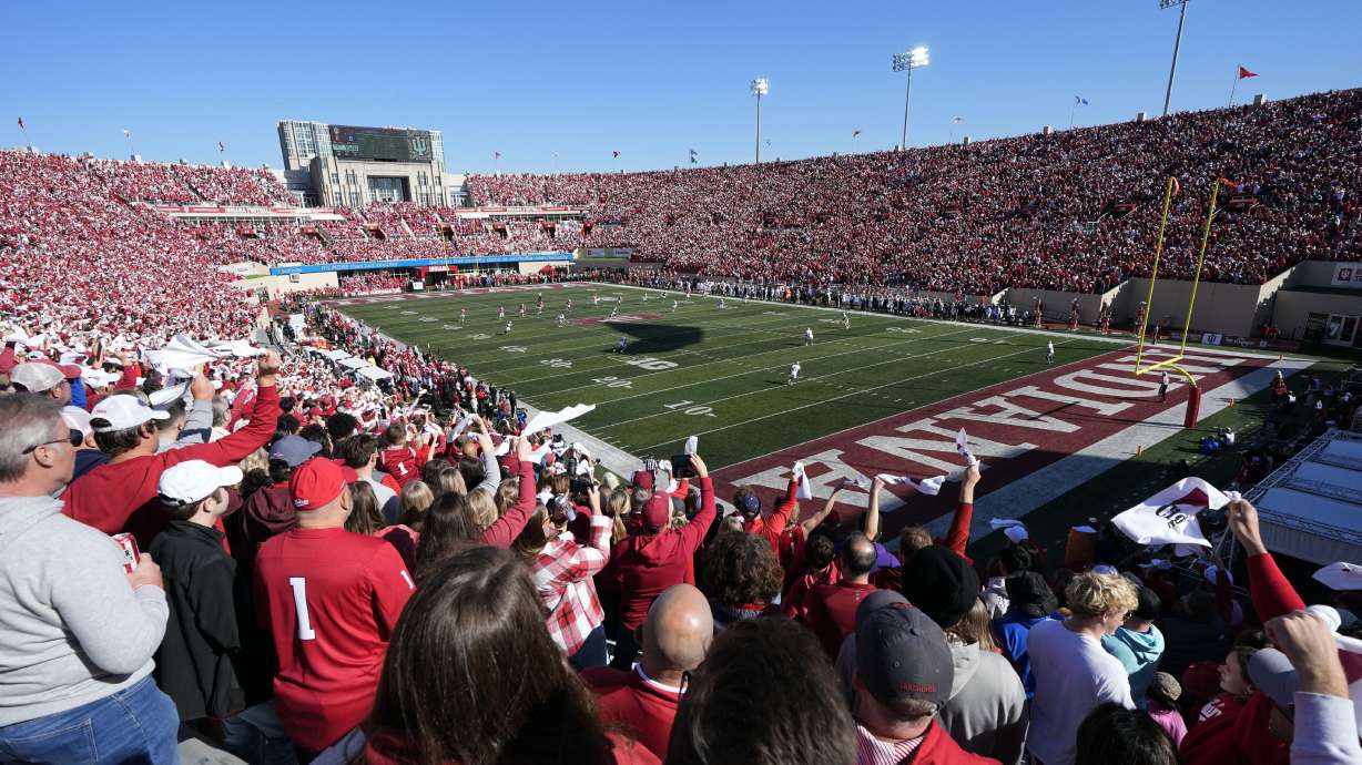 Indiana plays Washington during the first half of an NCAA college football game, Saturday, Oct. 26, 2024, in Bloomington, Ind.