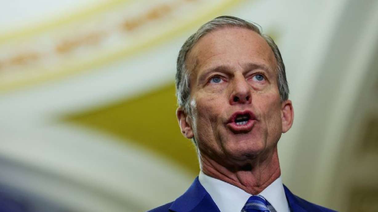 John Thune, R-S.D., speaks on Capitol Hill in Washington, on March 20. Thune has been picked to lead the Senate chamber next year.