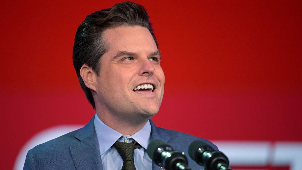 Rep. Matt Gaetz, R-Fla., speaks in Kissimmee, Fla., Nov. 4, 2023. President-elect Donald Trump offered a string of Cabinet picks this week, including Gaetz for U.S. attorney general.