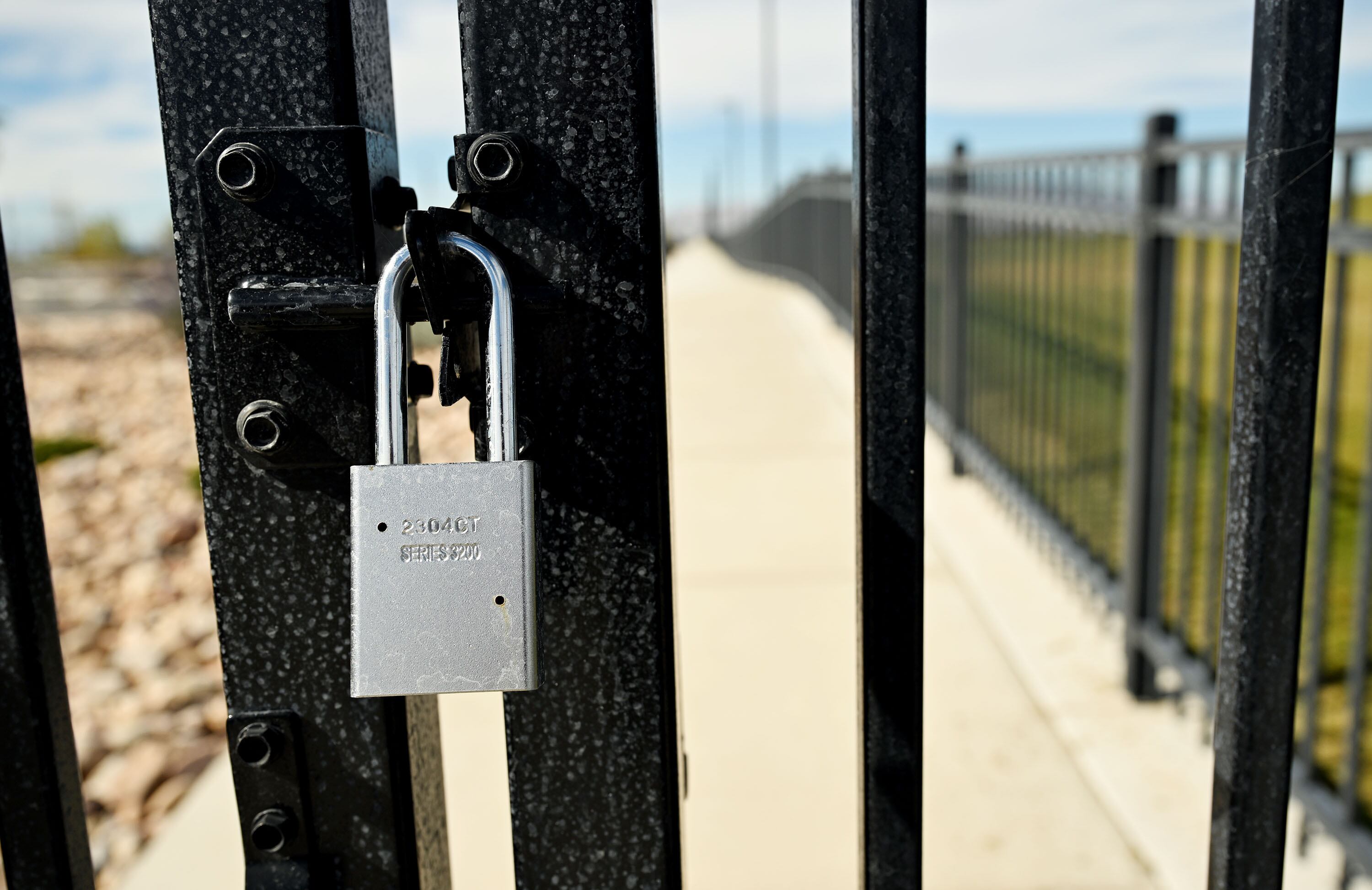 A lock keeps one of the entrances secured at Provo's Epic Sports Park in Provo on Oct. 21.