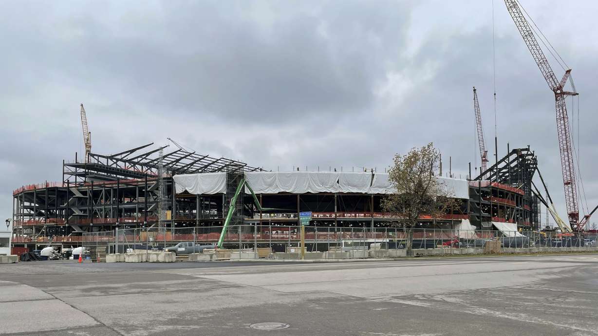 Construction continues on the Buffalo Bills' new stadium, Friday, Nov. 15, 2024, in Orchard Park, N.Y., which is on track to open in time for the 2026 NFL football season.