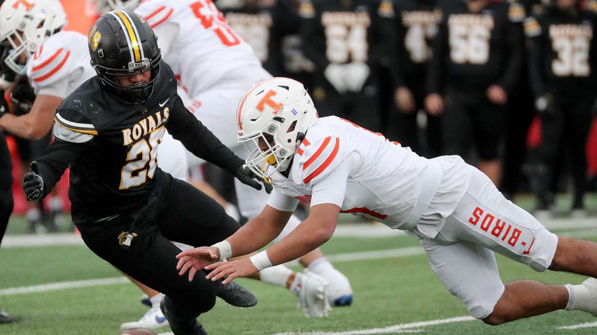 Roy plays Timpview in a 5A semifinal football game at Rice-Eccles Stadium in Salt Lake City on Friday, Nov. 15, 2024. Roy won 29-19.