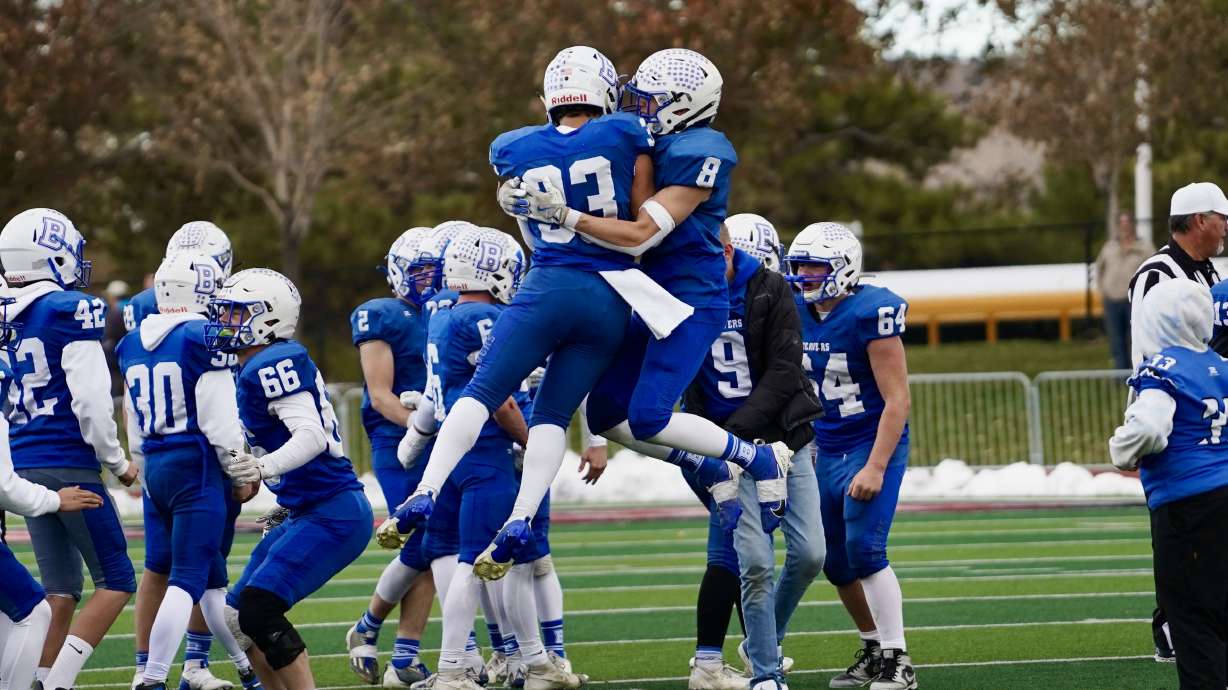 Beaver's Deagen Horner and Regan Bradshaw celebrate the win.