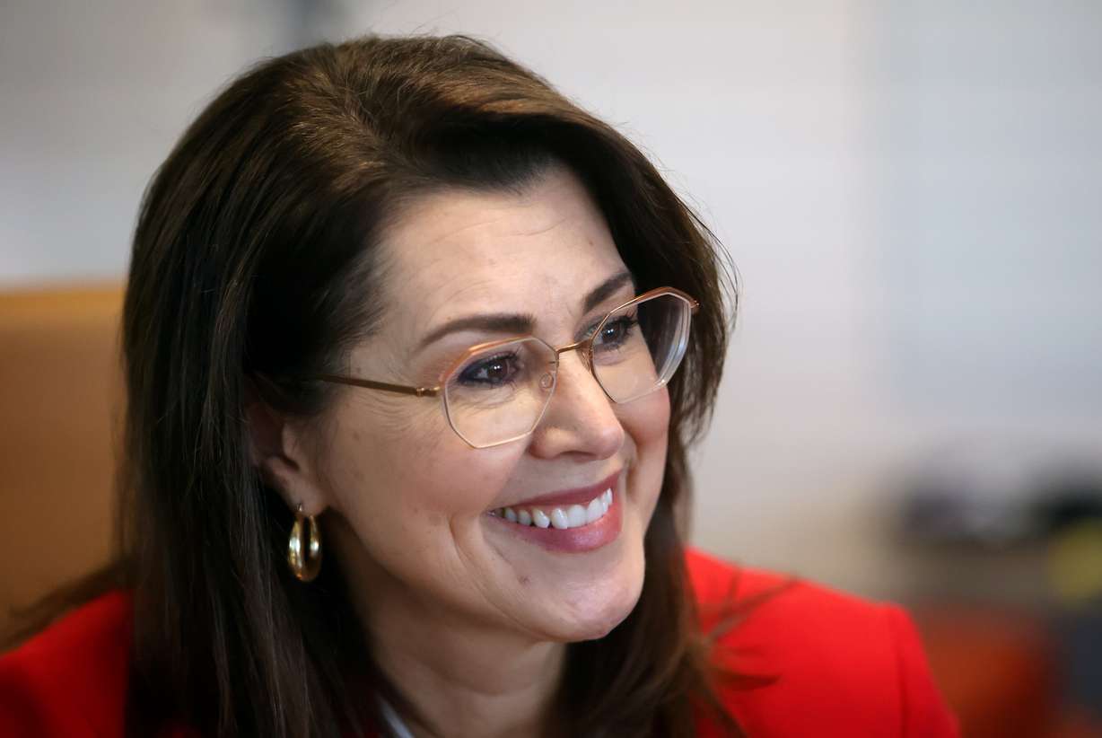 Lt. Gov. Deidre Henderson meets with Deseret News reporters and editors at the Deseret News office in Salt Lake City on Nov. 6.