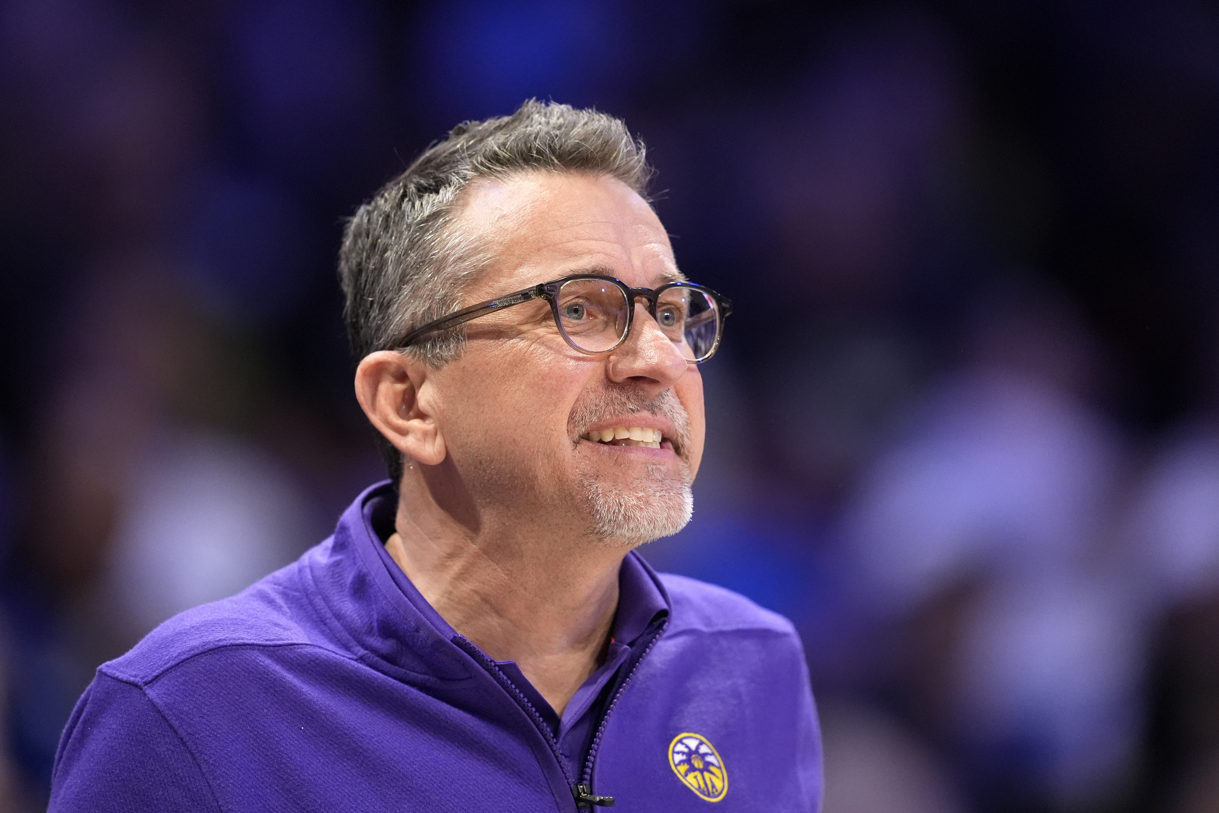 FILE - Los Angeles Sparks head coach Curt Miller instructs his team during a WNBA basketball game against the Dallas Wings in Arlington, Texas, Saturday, July 13, 2024. 
