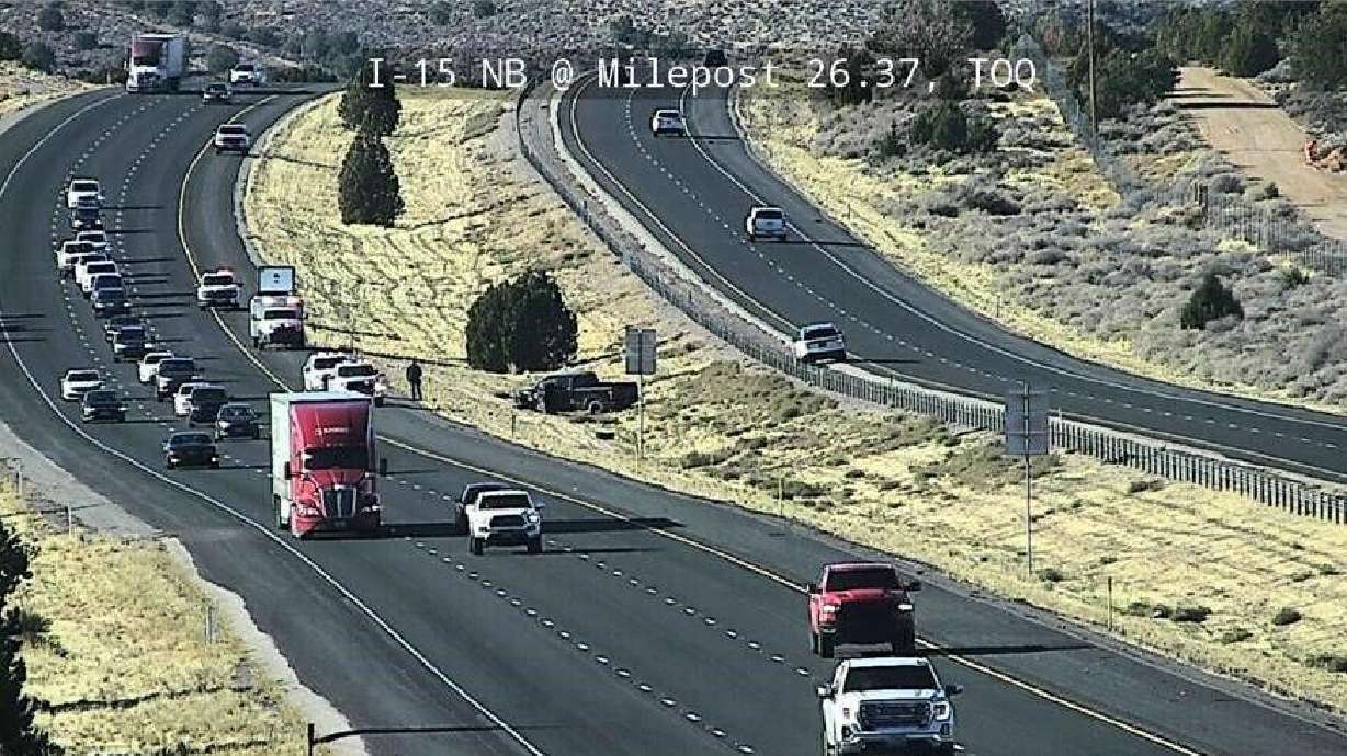 The scene of a crash in which a driver in the wrong lane reportedly collided with a truck near Leeds in Washington County, Sunday.