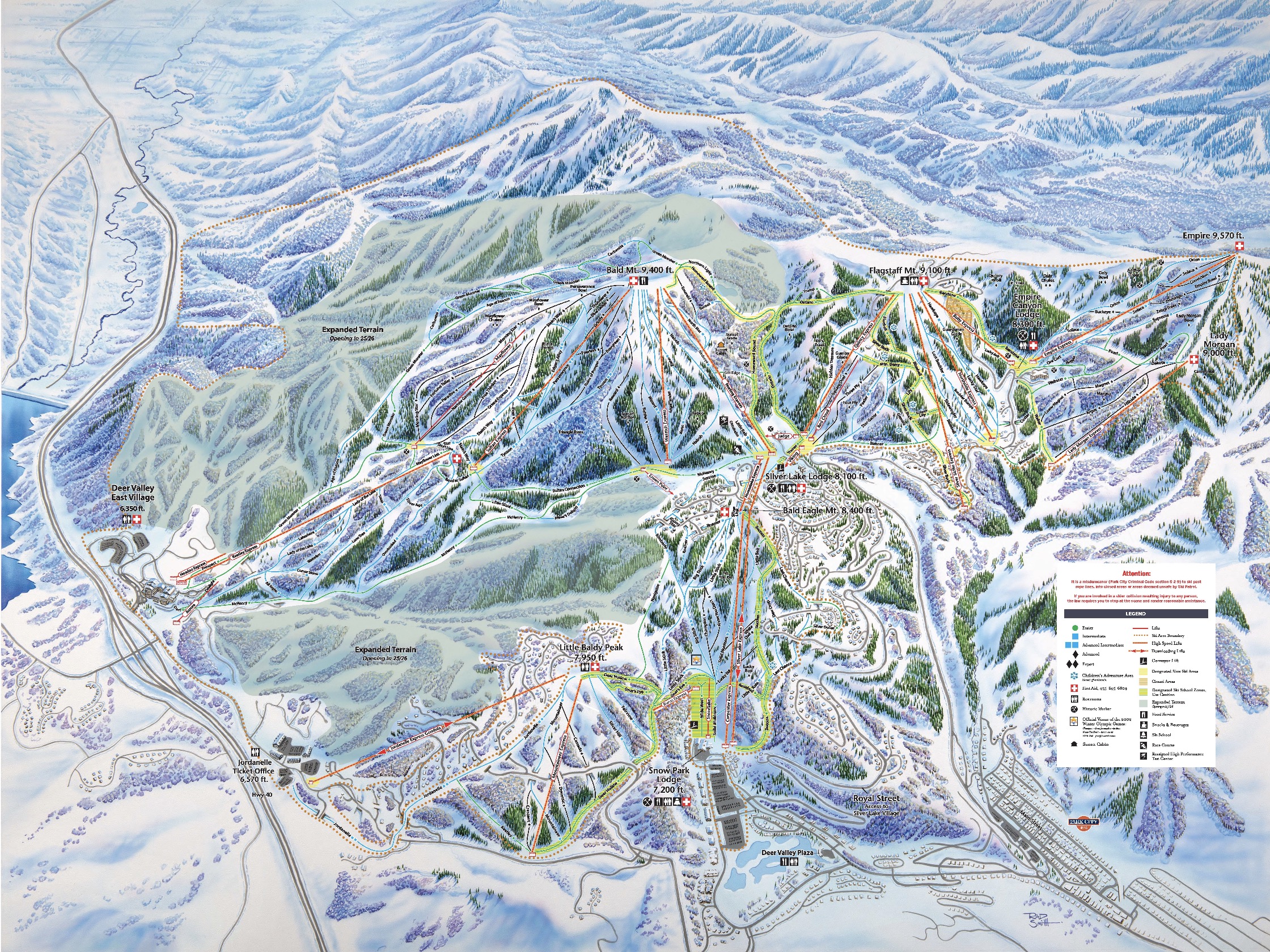 A hand-drawn map showing the new footprint of the Deer Valley Resort as it expands beginning this year.