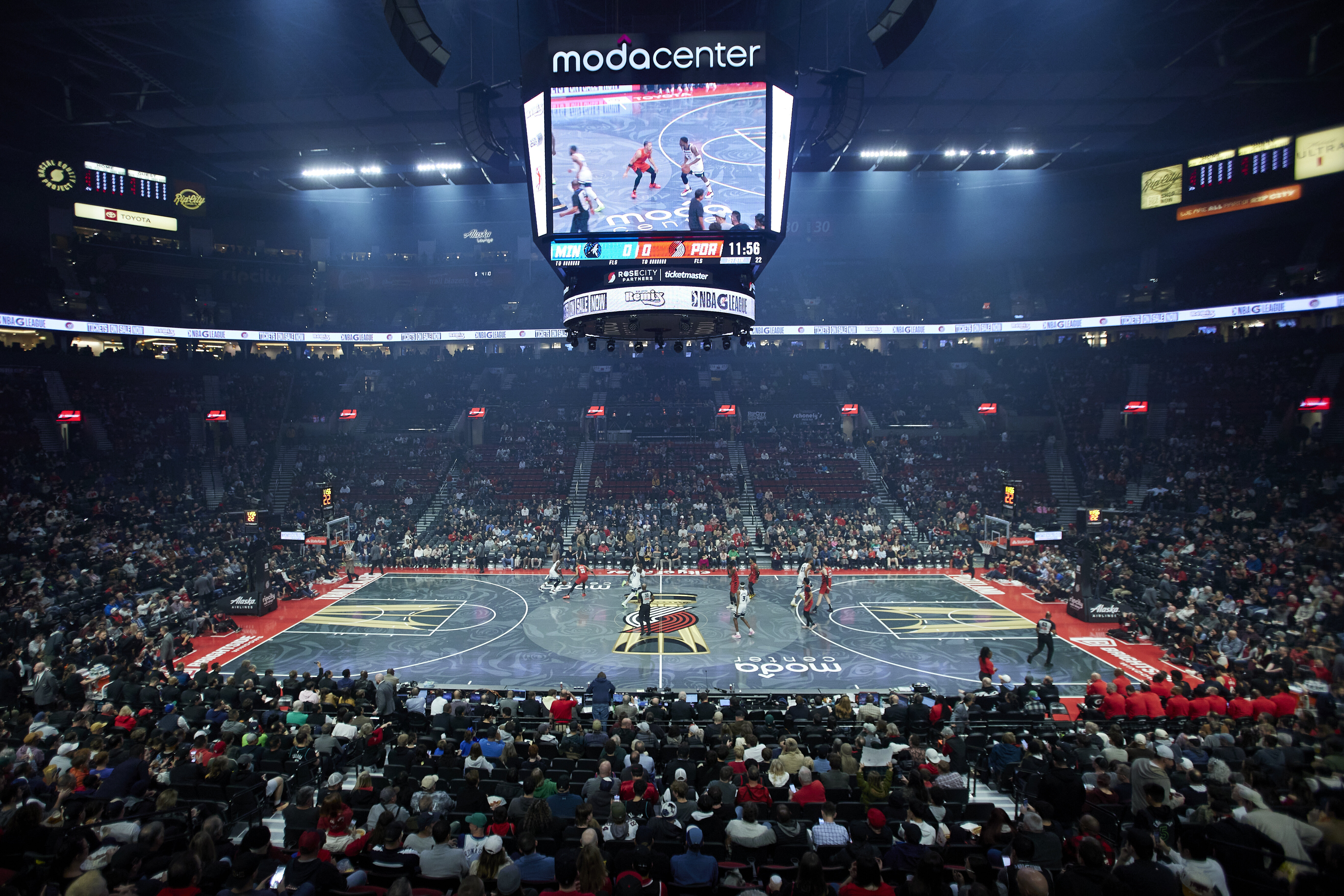 The Minnesota Timberwolves brings the ball up court against the Portland Trail Blazers during the first half of an Emirates NBA Cup basketball game in Portland, Ore., Tuesday, Nov. 12, 2024. 