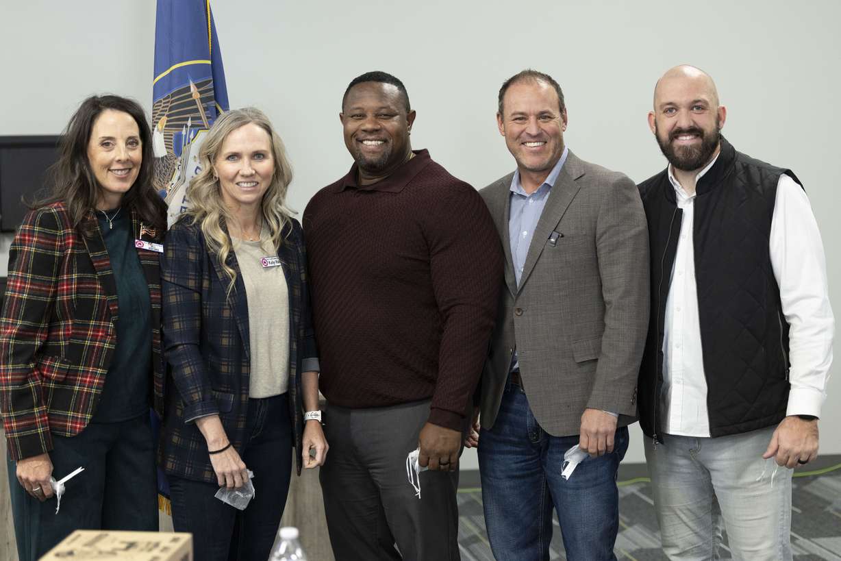 Many Weber County Republicans gathered Monday in Ogden for a Weber County Republican Women gathering. From left, Jill Koford, who won in the District 10 Utah House race; District 11 Rep. Katy Hall; Rod Hall, who won the District 3 Utah Board of Education race; House Speaker Mike Schultz; and Jake Sawyer, who won in the race for the District 9 Utah House seat.