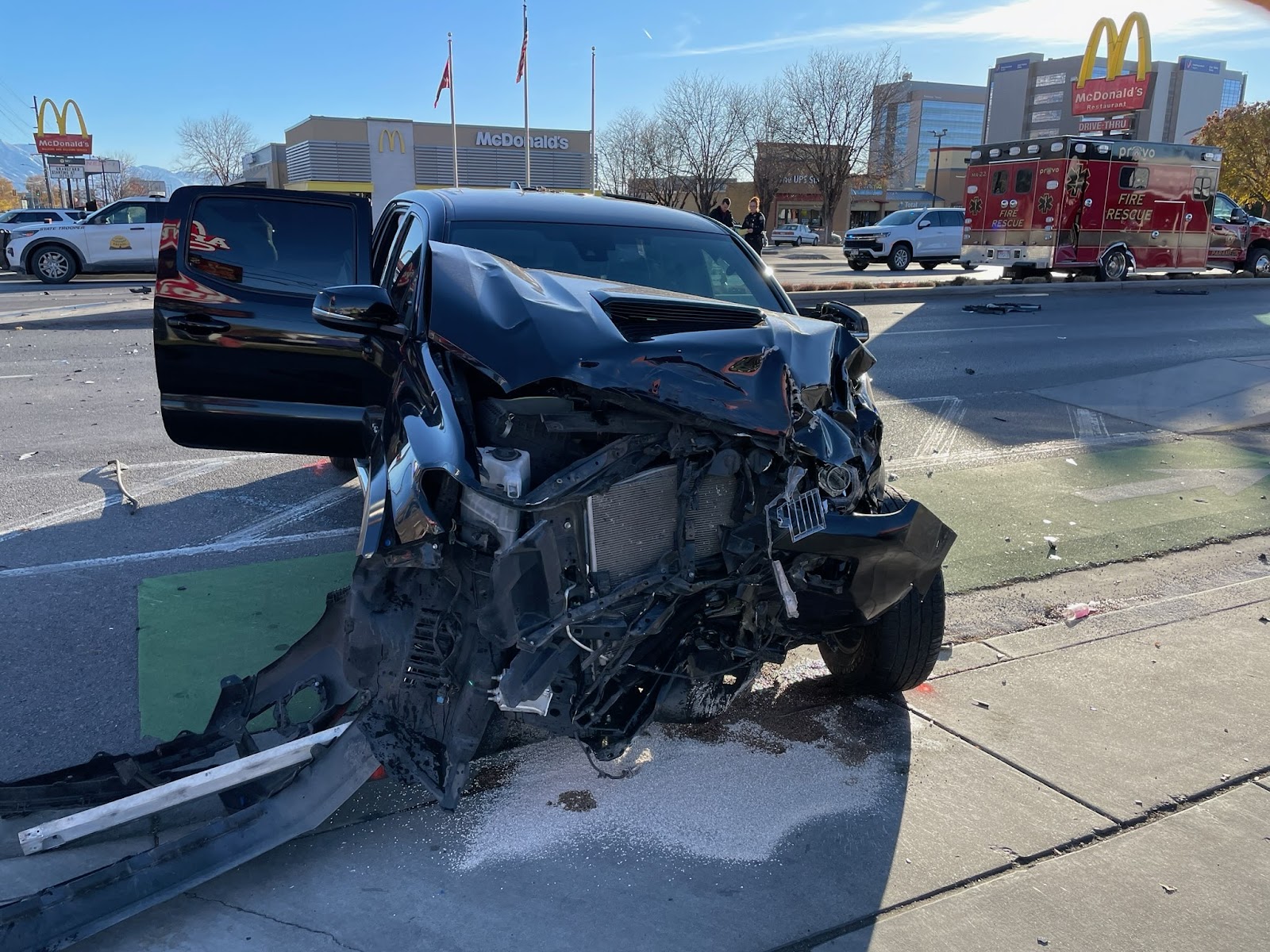 5 hospitalized after truck hits ambulance in Provo, troopers say