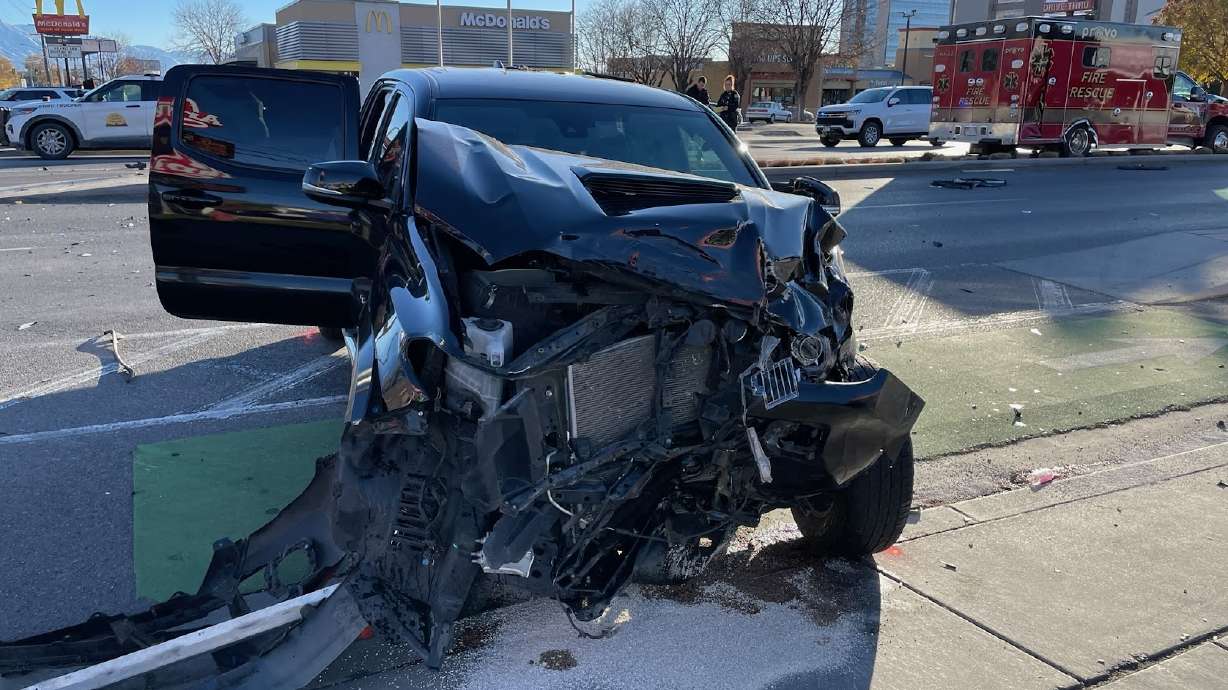 Five people were taken to the hospital after a truck crashed into an ambulance in Provo Tuesday afternoon.