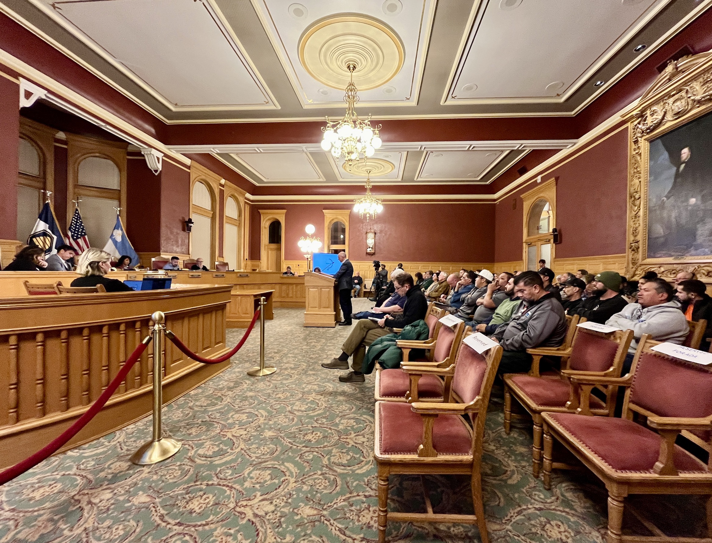 Residents speak during a Salt Lake City Council public hearing Tuesday night on a proposed new zone the Larry H. Miller Company is requesting as part of changes to the city's Fairpark neighborhood.