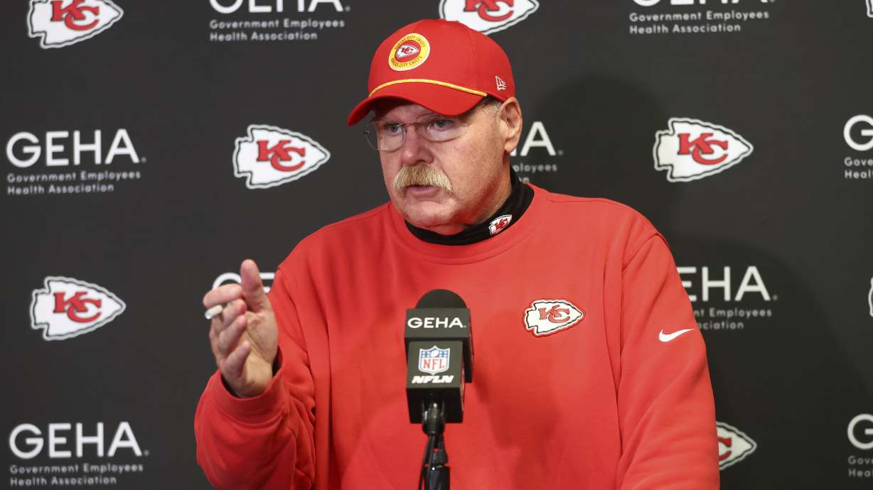 Kansas City Chiefs head coach Andy Reid speaks during a news conference following an NFL football game against the Buffalo Bills Sunday, Nov. 17, 2024, in Orchard Park, N.Y. The Bills won 30-21.