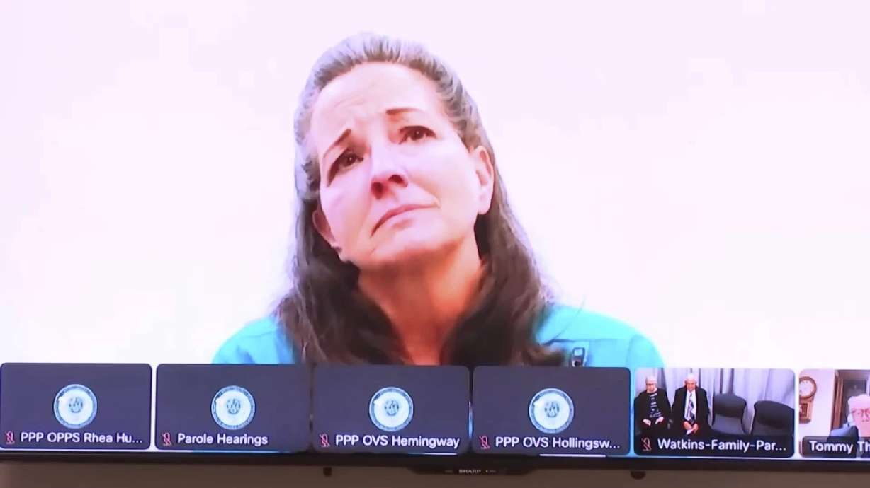 On Wednesday a parole board ruled Susan Smith, seen in a Court TV video of her hearing on Wednesday, should remain in prison 30 years after she was convicted of rolling her car into a lake and drowning her two young sons.