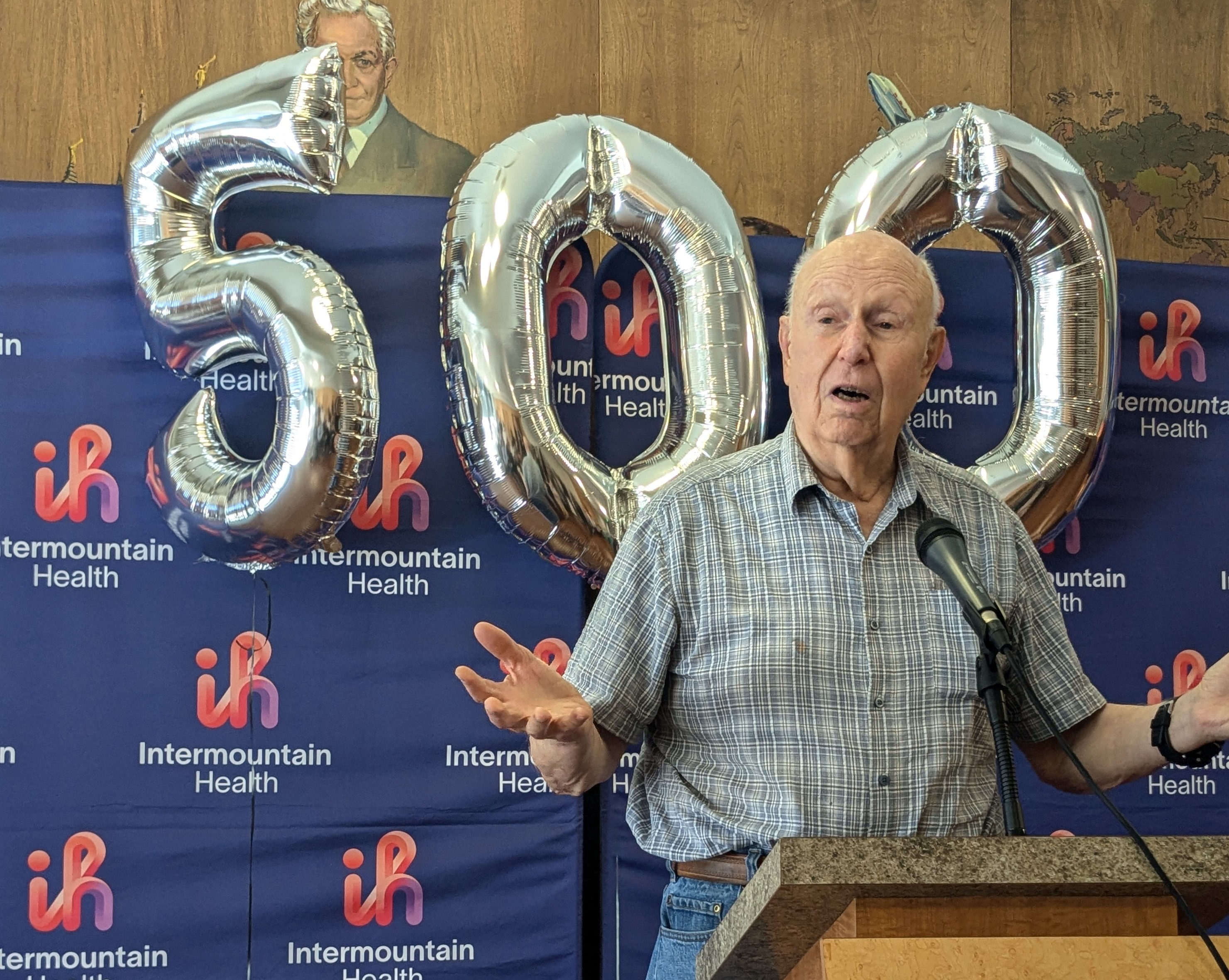 Larry McClurg, of Centerville, speaks about receiving a life-saving heart procedure at Intermountain Healthcare's McKay-Dee Hospital. He was the 501st patient to receive the procedure.
