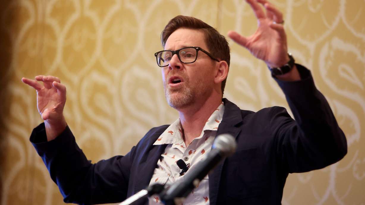 Matt Harrison, Metasnake Python and AI corporate trainer, speaks about artificial intelligence at the Utah Business Forward event at The Grand America Hotel in Salt Lake City on Wednesday.