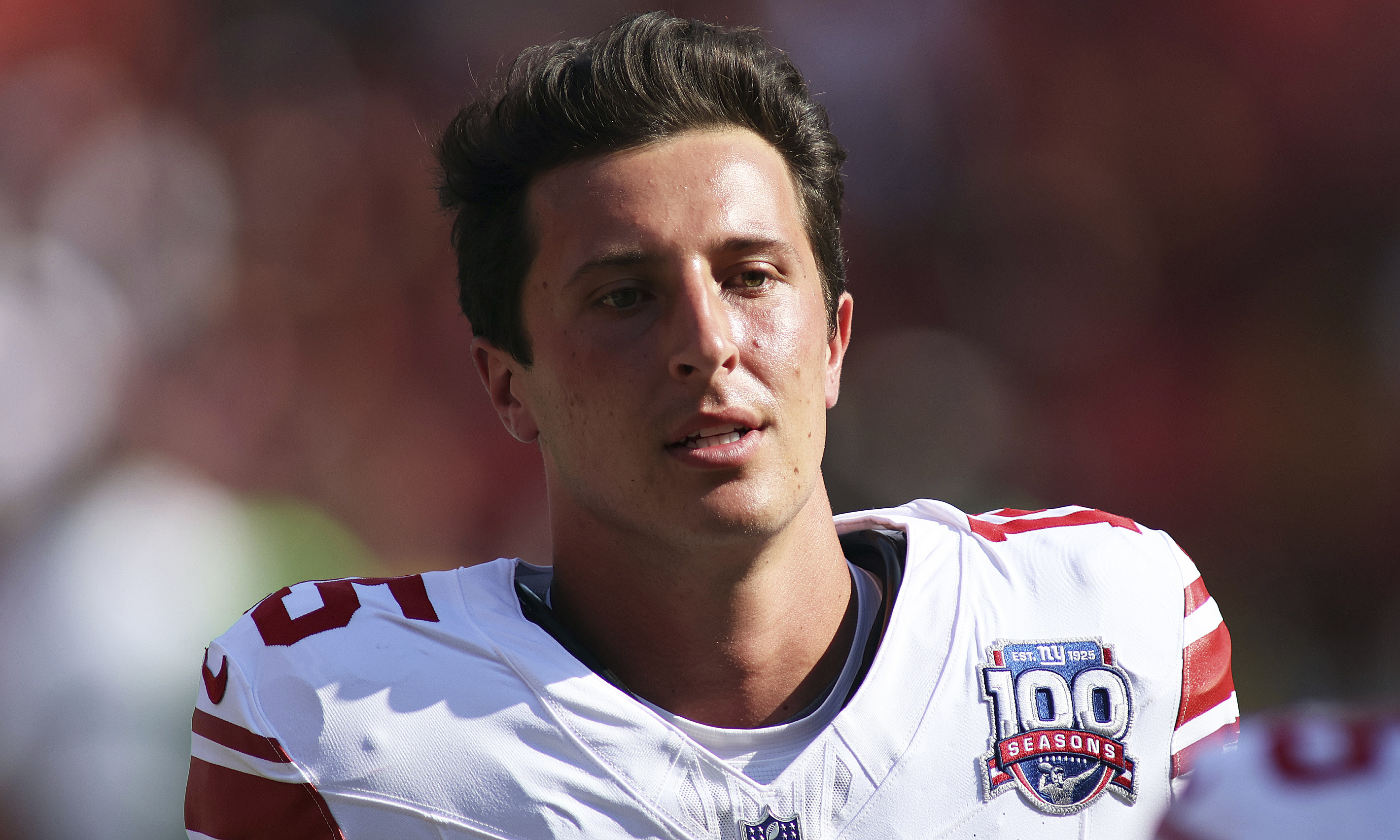 New York Giants quarterback Tommy DeVito (15) in action after an NFL football game against the Washington Commanders, Sept. 15, 2024 in Landover, Md. 