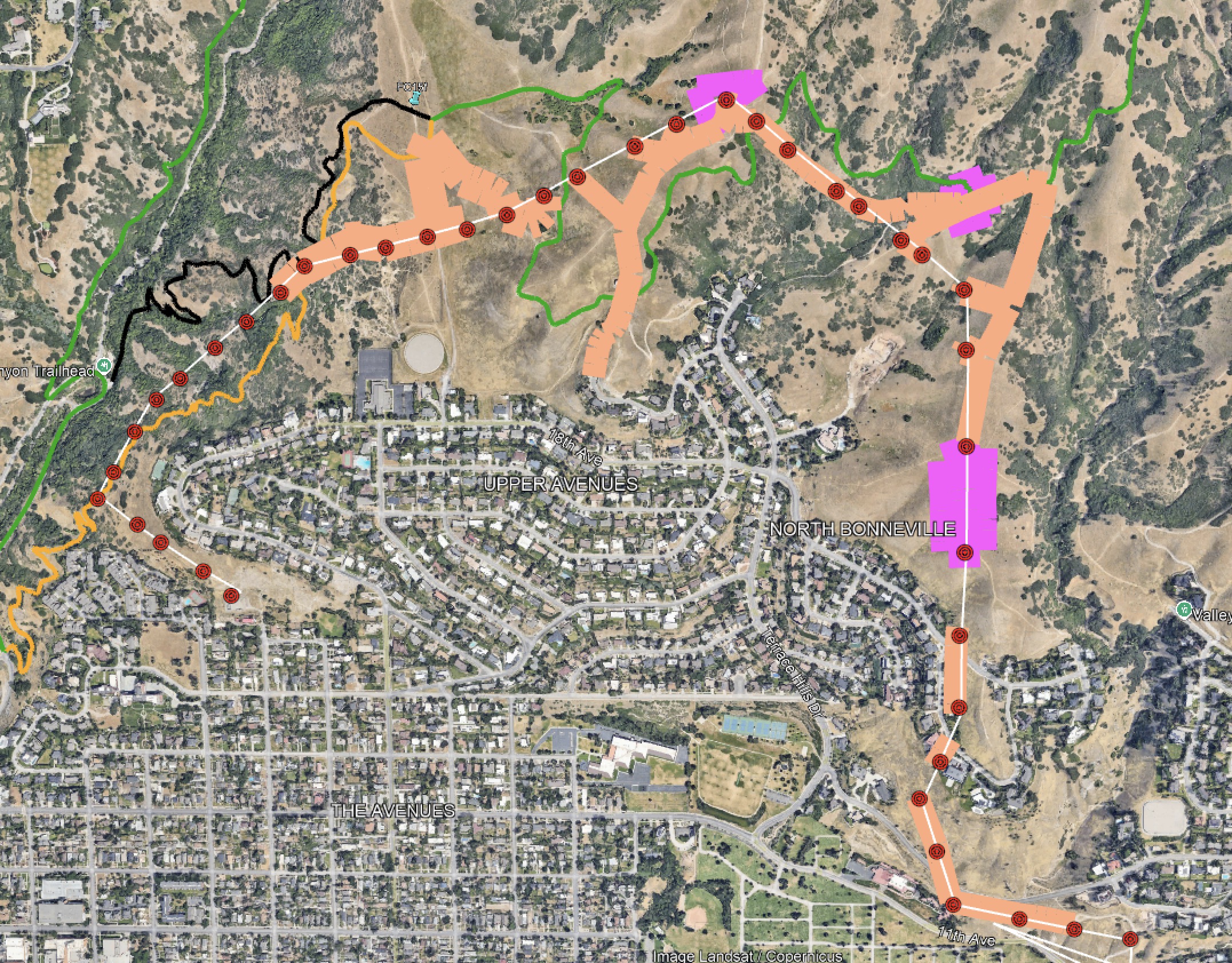 This map shows the impacted areas of the Rocky Mountain Power project. The areas in pink are considered "high-impact zones."