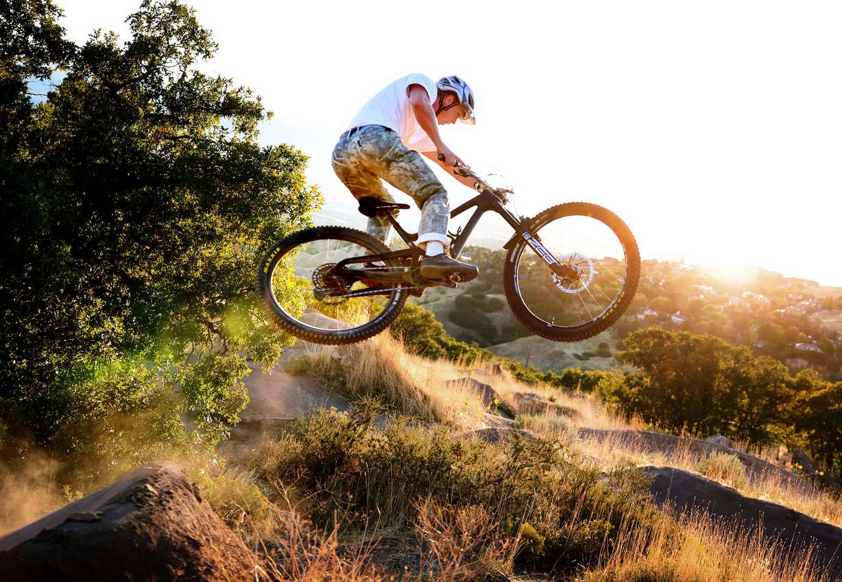 Kimball Peterson, a mountain biker and skier, bikes at the I Street Bike Park in Salt Lake City on Sept. 18.