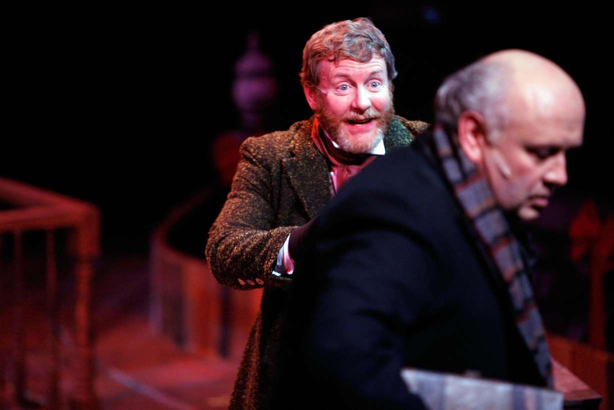 Brad Charon and Richard Wilkins perform in "A Christmas Carol" at Hale Centre Theatre.