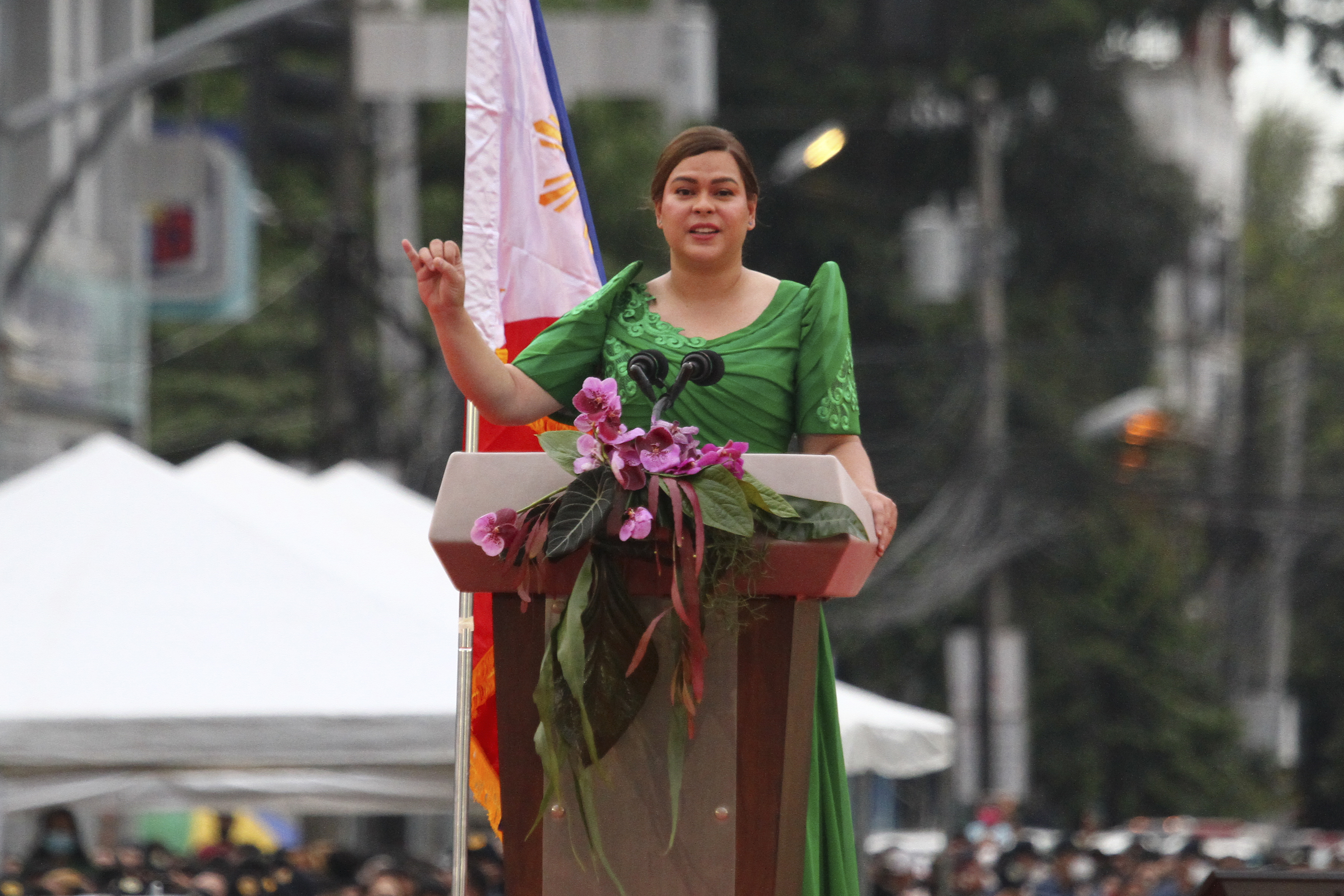 Philippine Vice President-elect Sara Duterte, daughter of outgoing populist president of the Philippines, speaks in Davao city on June 19, 2022.