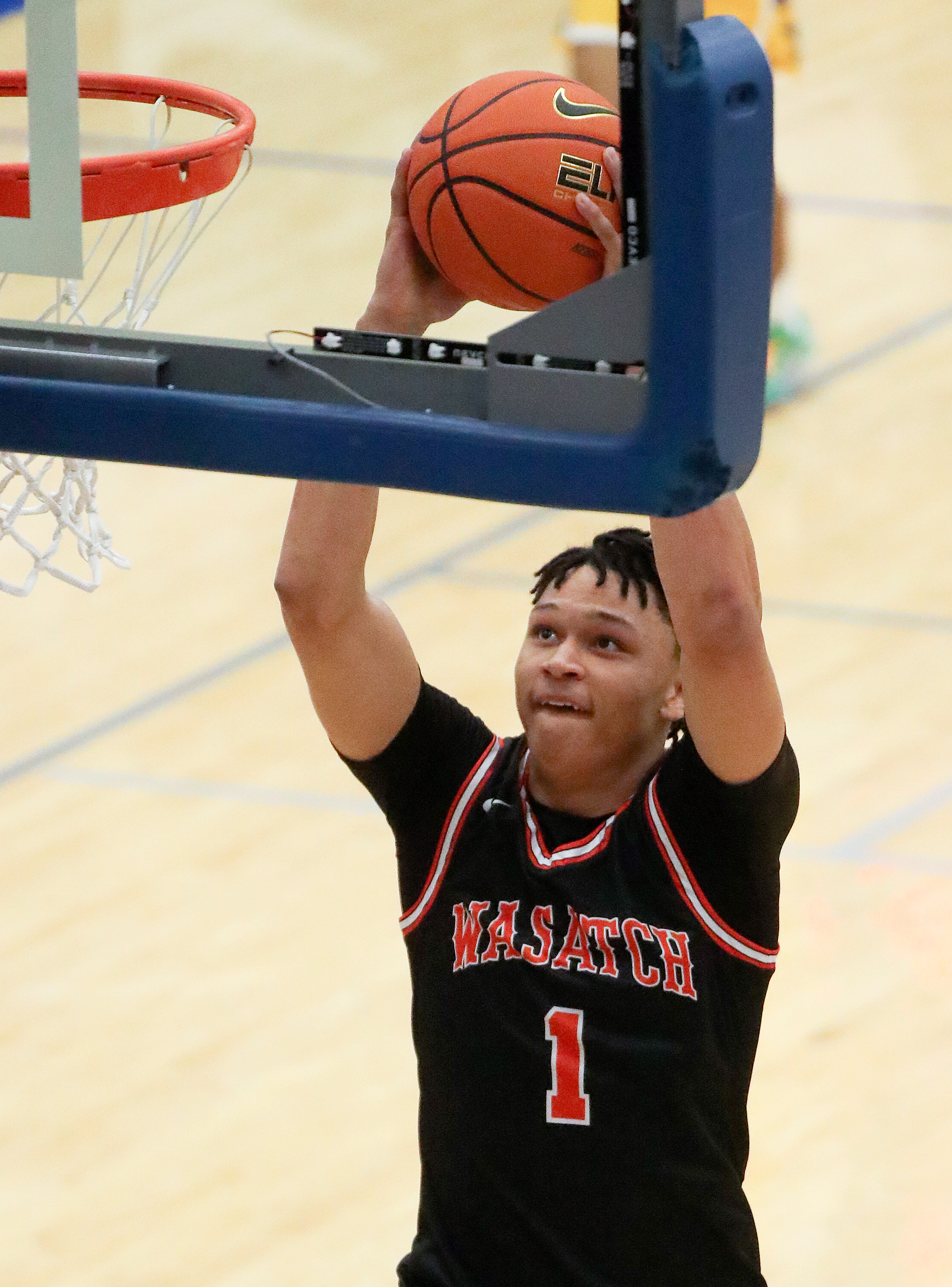 Wasatch Academy’s Isiah Harwell shoots during a National Hoopfest Utah Tournament game against Montverde Academy at Pleasant Grove High School in Pleasant Grove on Monday, Nov. 20, 2023. Montverde won 88-53.
