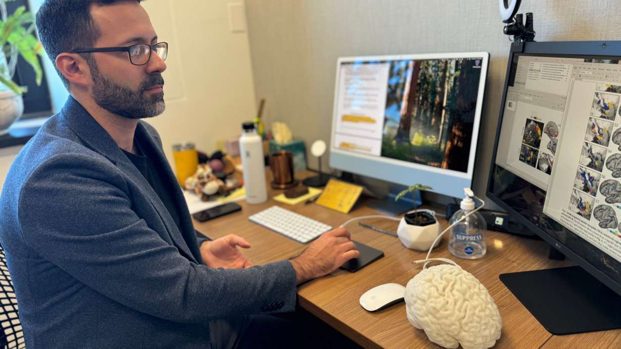 Northwestern University's Rodrigo Braga, senior author of a study recently published in Science Advances, is pictured in his office.
