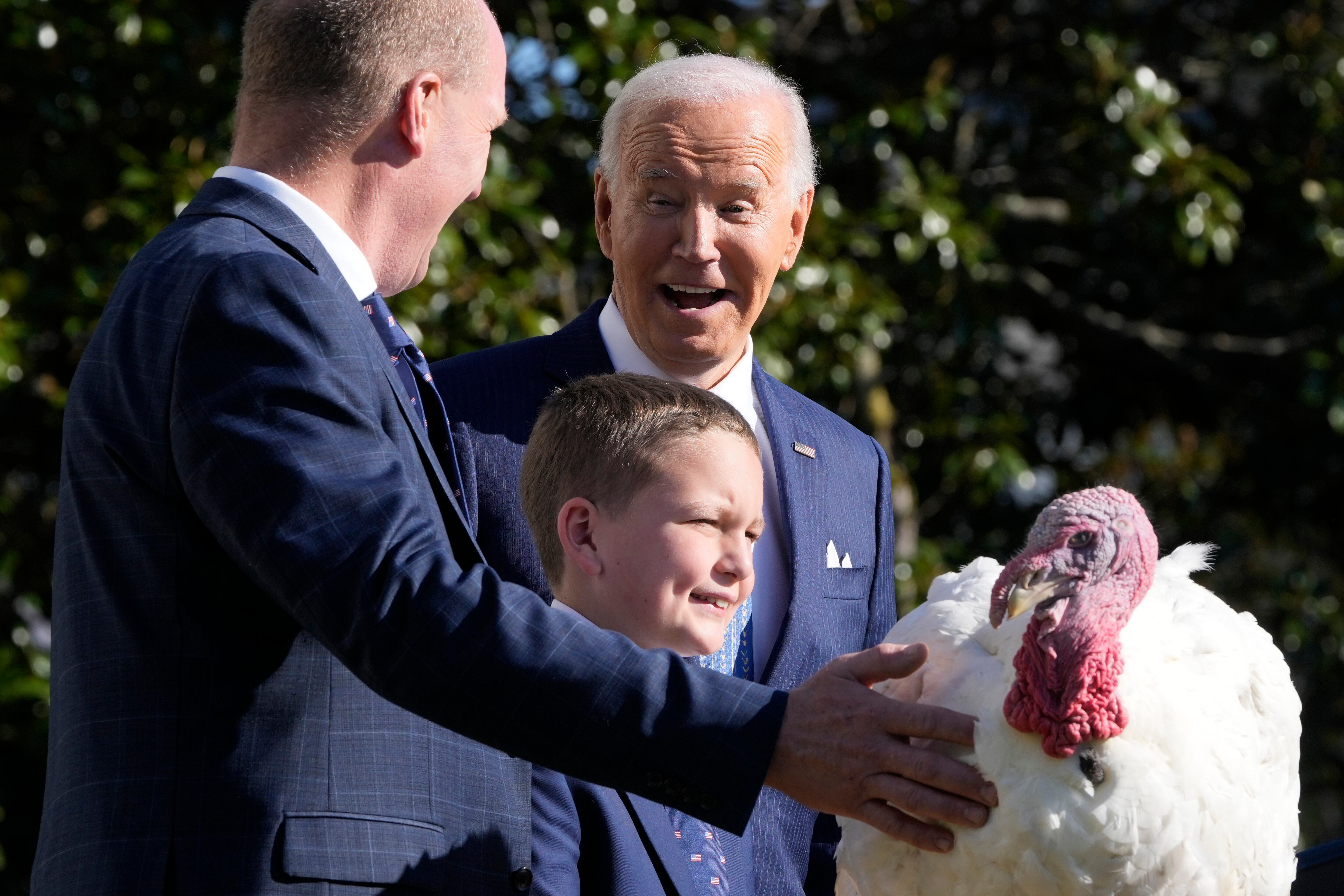 The pardoning of Peach and Blossom the turkeys