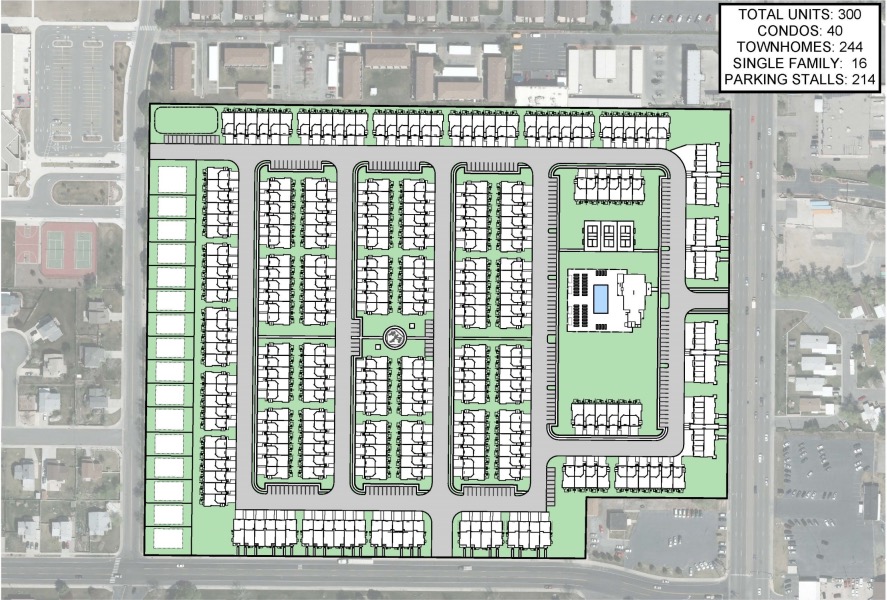 The proposed layout of housing at the Redwood Swap Meet and Drive-In site in West Valley City. Swap meet vendors have until Dec. 22 to vacate the site.