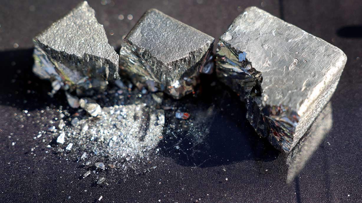 Refined tellurium, a critical mineral, is on display May 11, 2022. The University of Utah has secured two significant funding awards to advance innovative technologies for rare earth elements and critical metals processing.