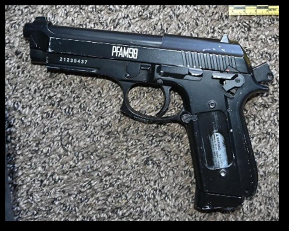 A photo of the "replica handgun" Jeffrey Allen Blue was reported to have retrieved before his fatal shooting involving police officers on Nov. 21.