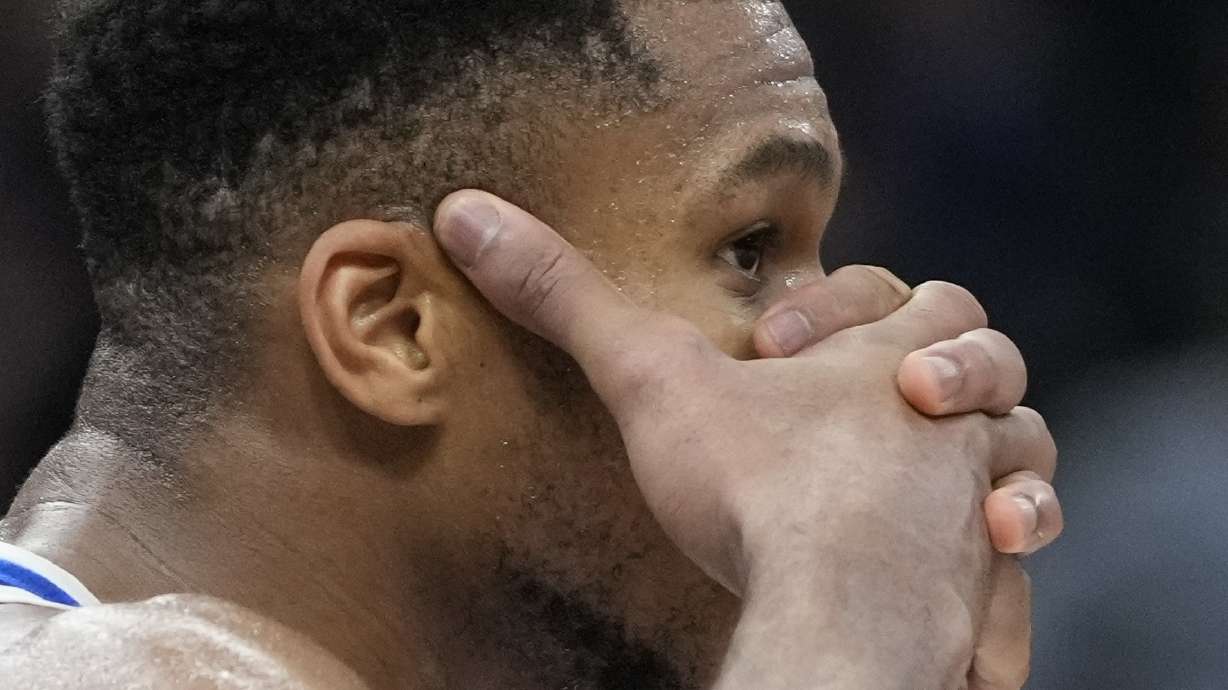 Milwaukee Bucks' Giannis Antetokounmpo reacts during the second half of an NBA basketball game against the Charlotte Hornets Saturday, Nov. 23, 2024, in Milwaukee. The Bucks won 125-119.