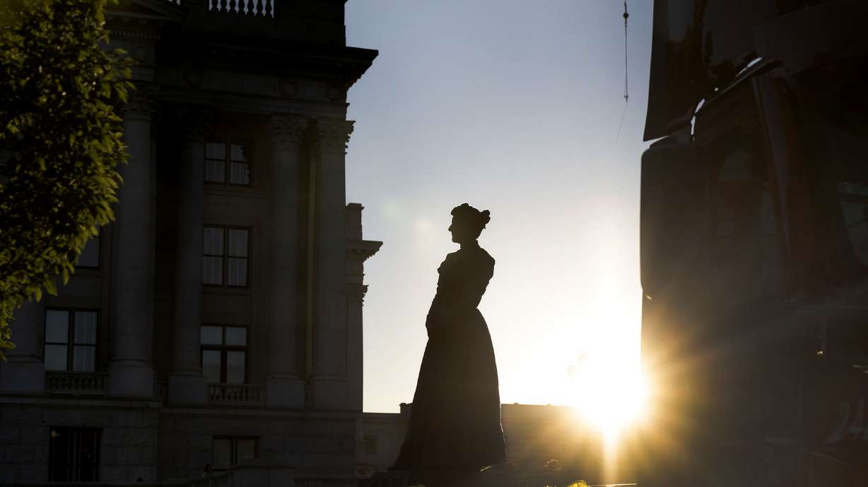 Utah’s statue of Martha Hughes Cannon heads to the U.S. Capitol from Salt Lake City on June 5. A record number of women will serve in the Utah Legislature next year, according to a Rutgers University-New Brunswick study.