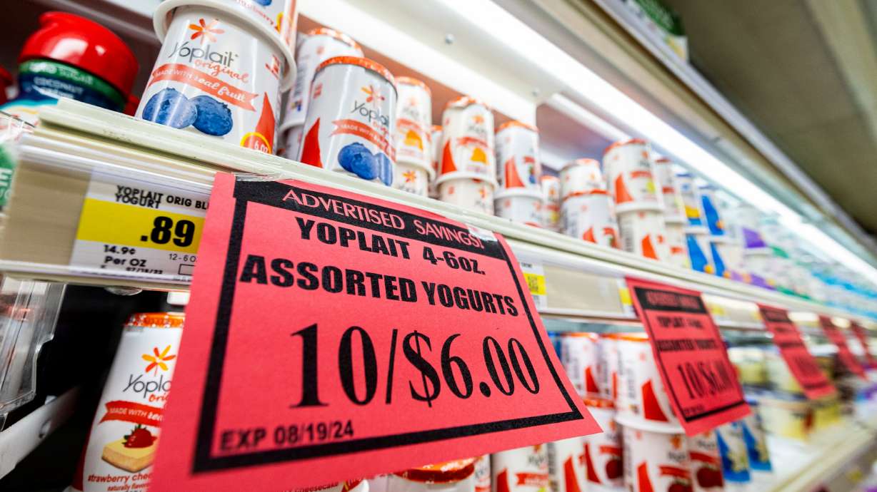 Pricing for yogurt is displayed at Ream’s in Sandy on Aug. 13. Prices on consumer goods and services moved up 2.3% on an annual basis in October, according to Wednesday's personal consumption expenditures report from the U.S. Department of Commerce.
