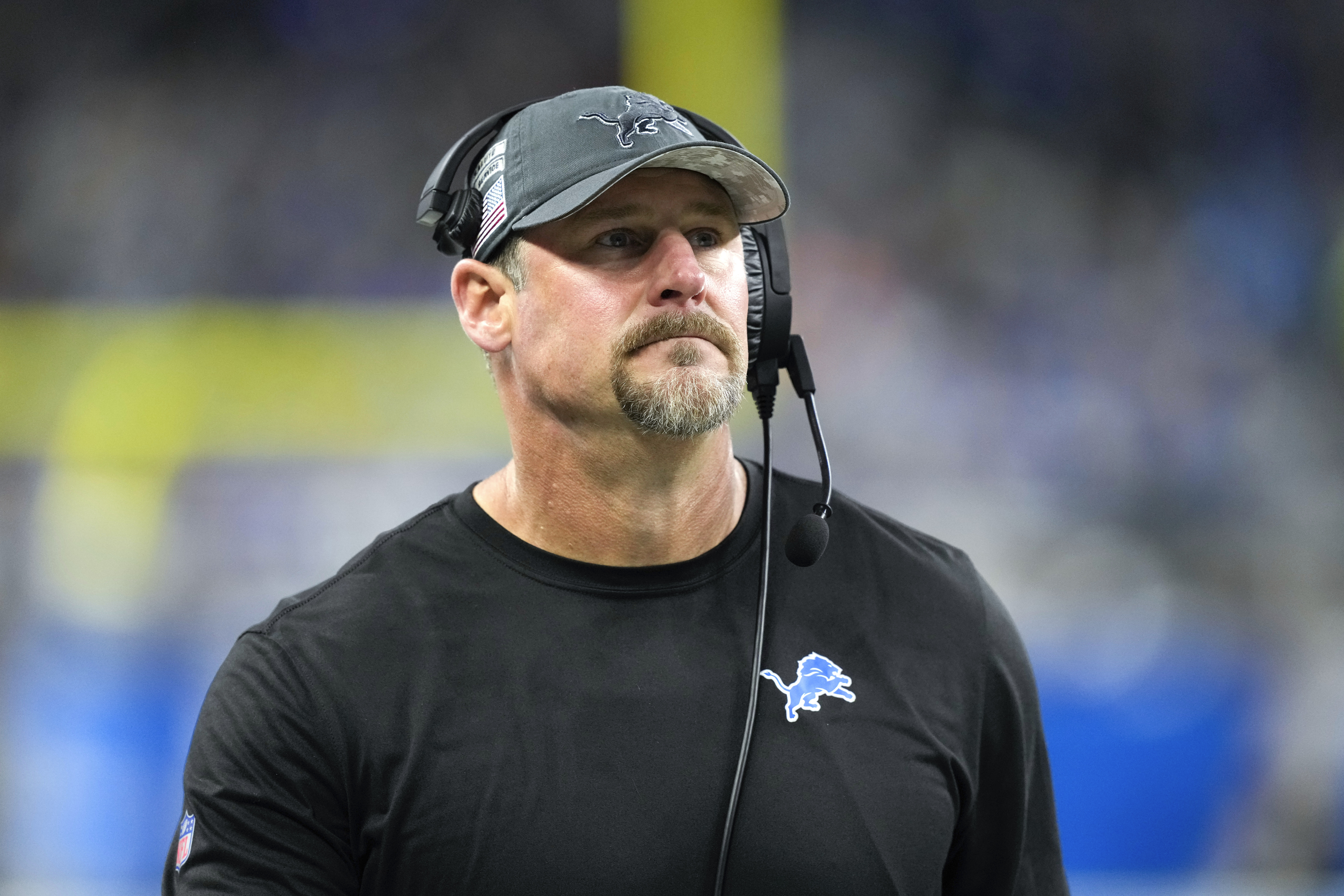 Detroit Lions head coach Dan Campbell watches against the Jacksonville Jaguars during the second half of an NFL football game, Sunday, Nov. 17, 2024, in Detroit.