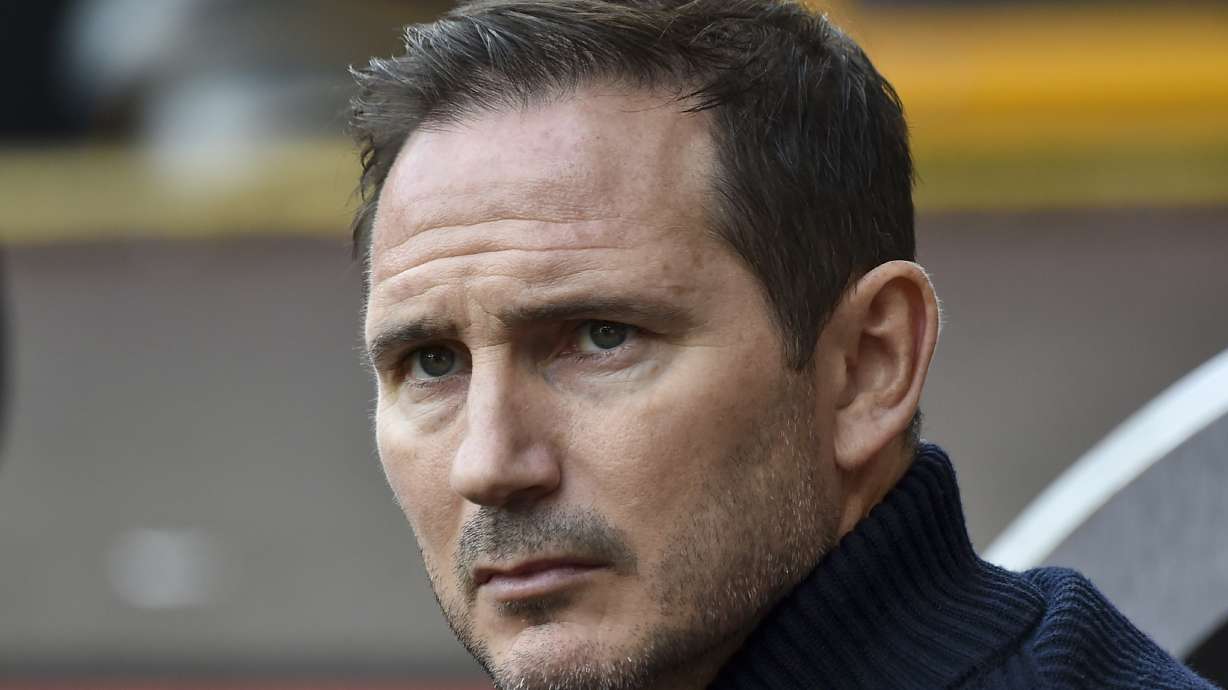 FILE - Chelsea's caretaker manager Frank Lampard looks out from the bench before the English Premier League soccer match between Wolverhampton Wanderers and Chelsea, at the Molineux Stadium, in Wolverhampton, England, Saturday, April 8, 2023.