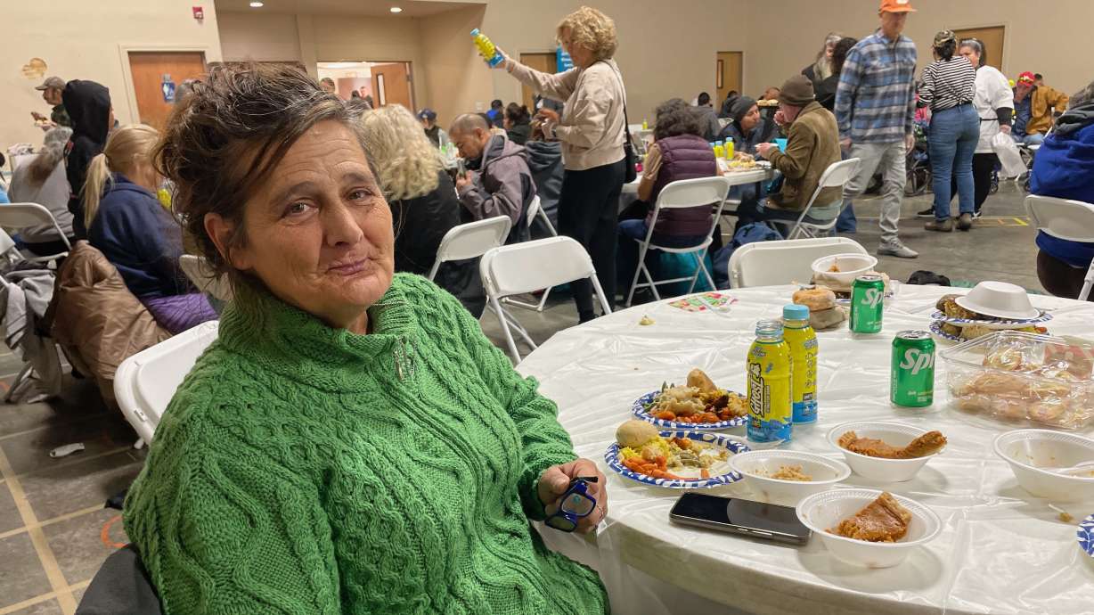 Chris Gibson at a Thanksgiving banquet hosted by the Salt Lake City Mission at VIVA Church in Salt Lake City on Thursday.