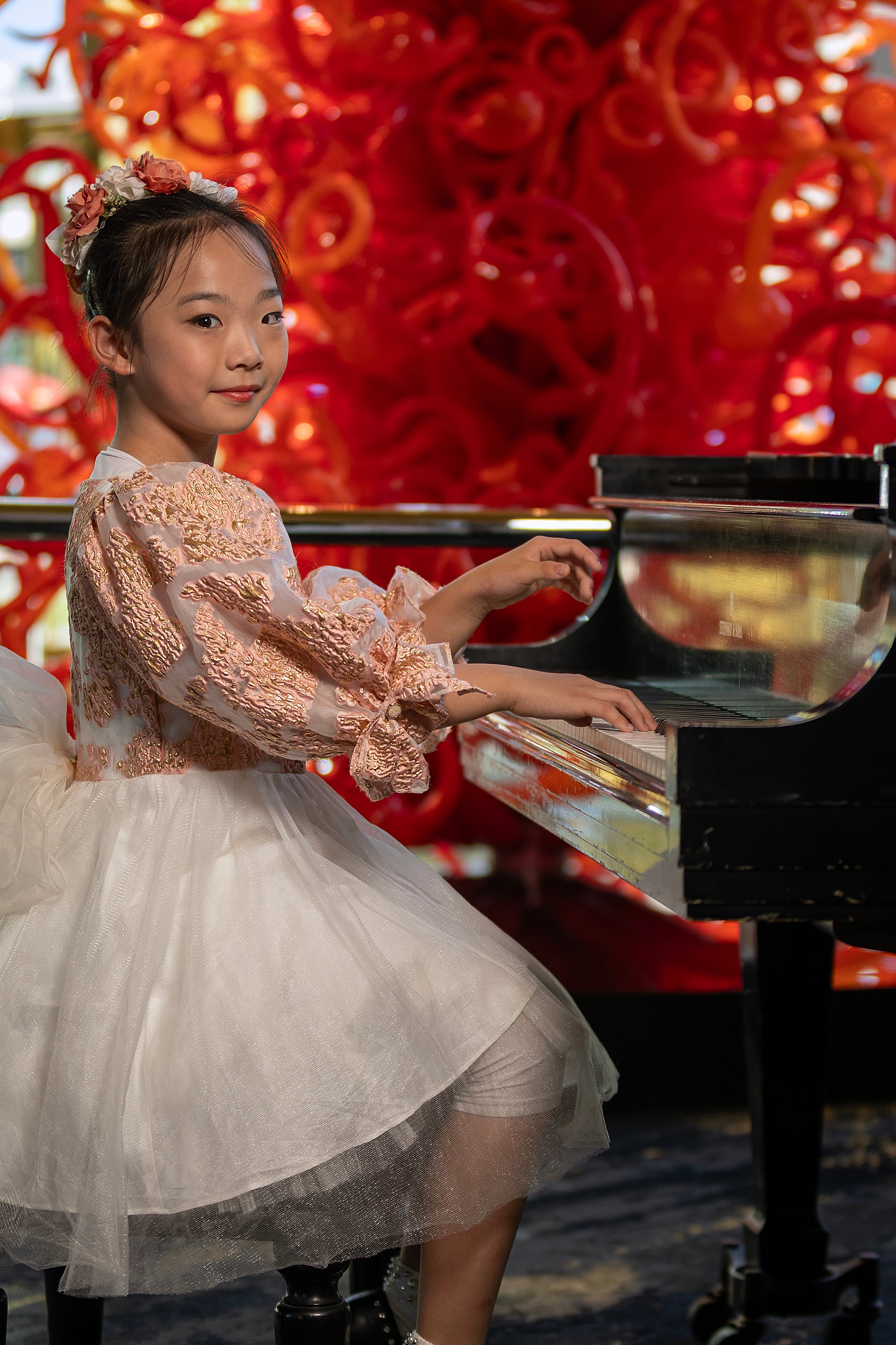 Natalie Sun, one of the performers in the annual Salute to Youth concert, is pictured at Abravanel Hall in Salt Lake City on Sept. 28.