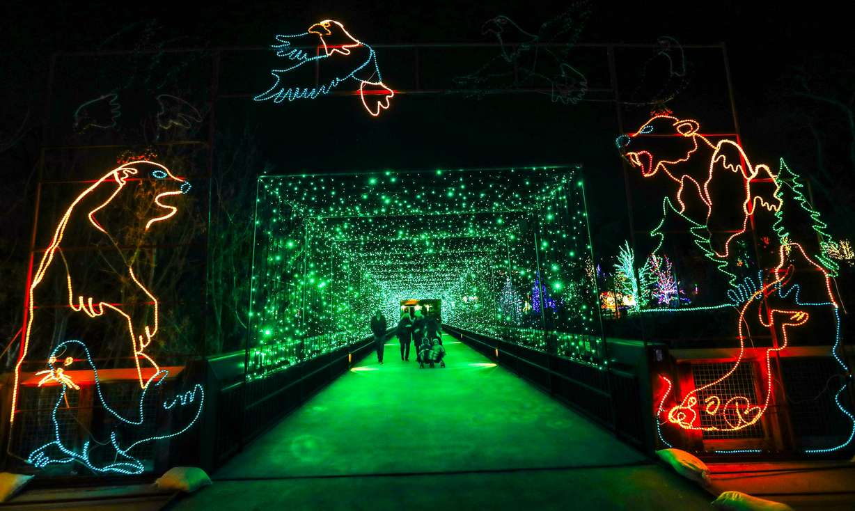 A wonderland of lights greets Hogle Zoo guests during the opening night of ZooLights in Salt Lake City on Dec. 4, 2020.