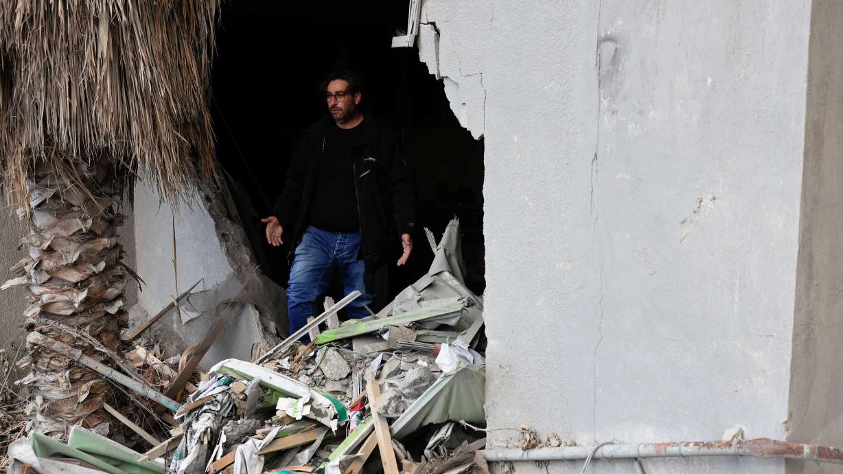A resident of Baalbek, Hamza al Outa, stands in his destroyed kitchen in Baalbek, after the ceasefire between Israel and Hezbollah, Lebanon, Thursday.