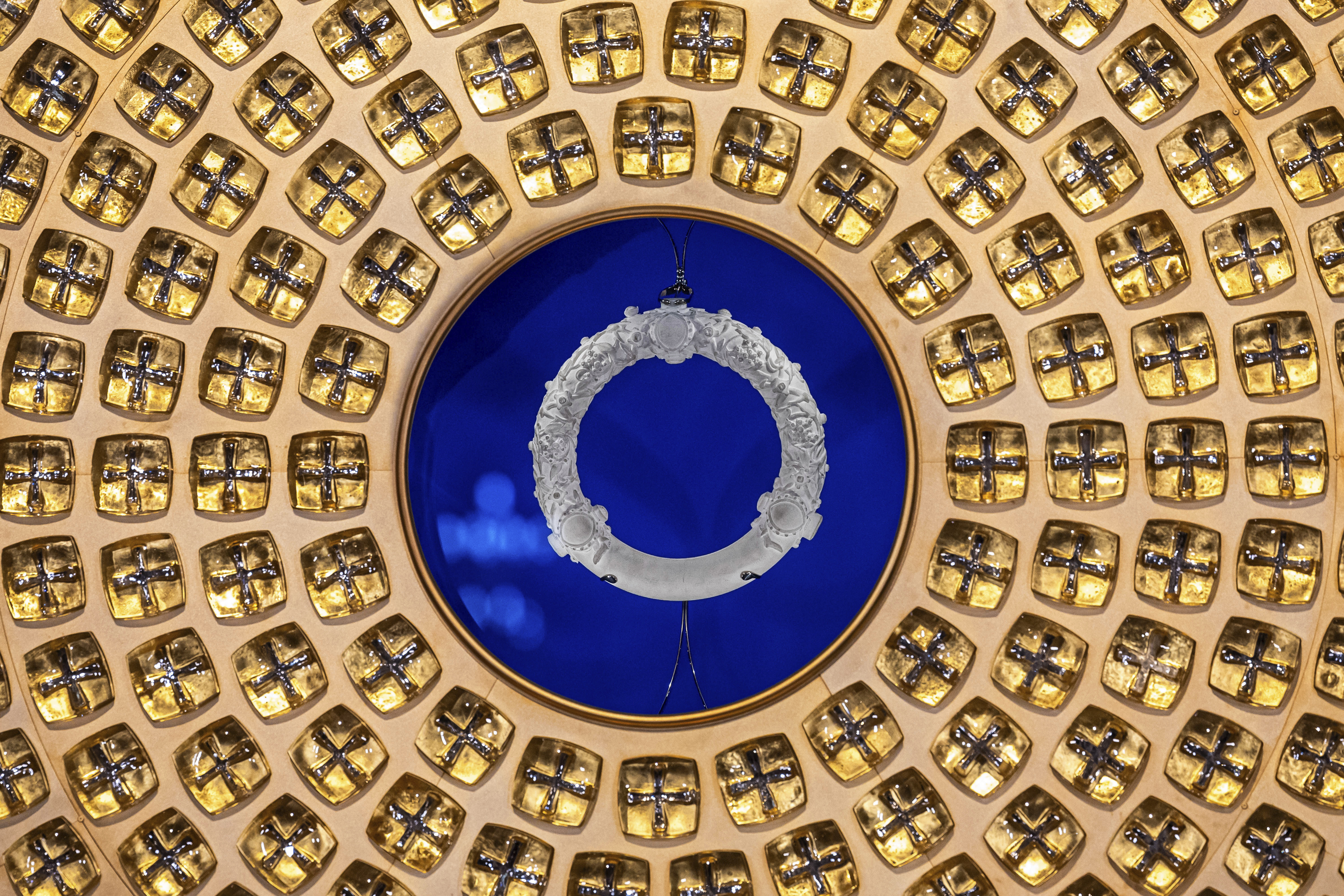 The reliquary of the Crown of Thorns, designed by French Artist Sylvain Dubuisson, is seen in the Notre-Dame de Paris cathedral, Friday in Paris.