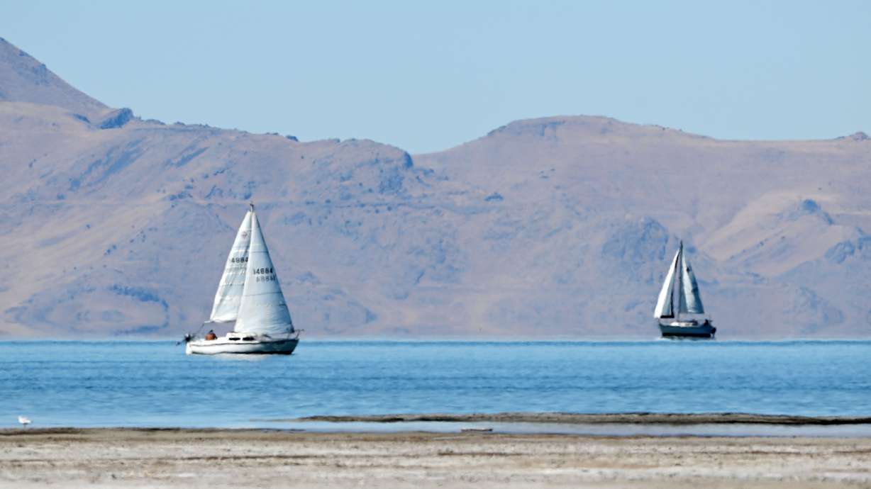 Two sailboats move across the water at the Great Salt Lake, near Magna on Sept. 24. Utah film officials approved incentives that will bring three new productions to Utah, including a new Great Salt Lake documentary.